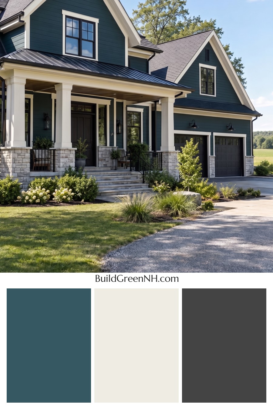 Dark Teal House Exterior Color Scheme: Shadow Teal Ledger