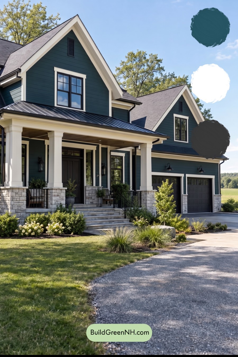 Dark Teal House Exterior Color Scheme: Shadow Teal Ledger