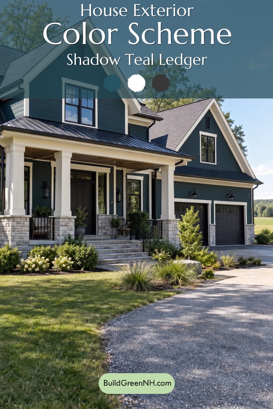 Dark Teal House Exterior Color Scheme: Shadow Teal Ledger