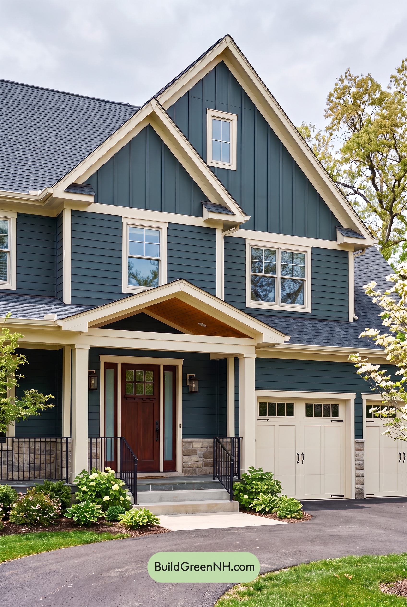 Dark Teal House Exterior Color Scheme: Teal Amber Welcome - Overcast