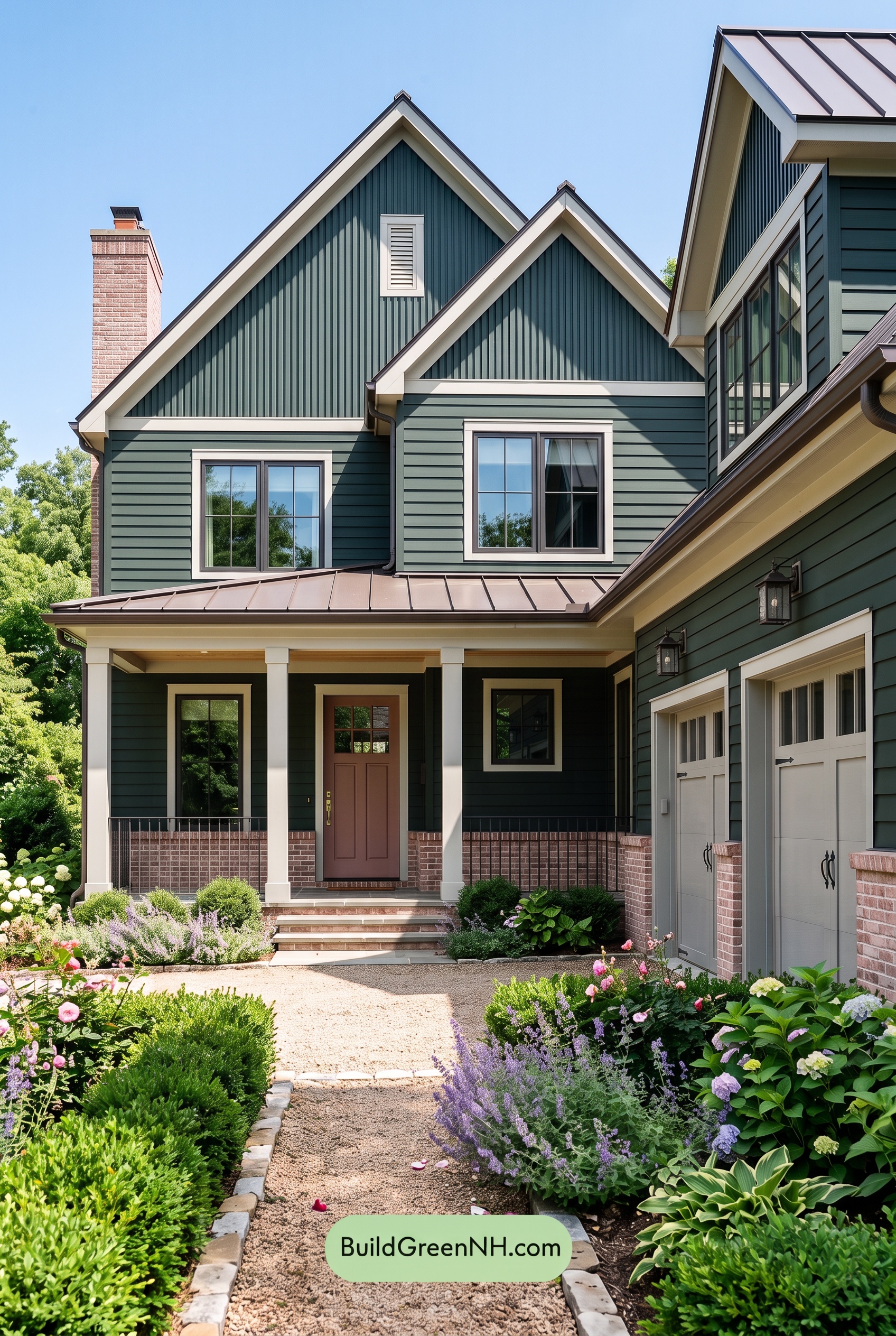 Dark Teal House Exterior Color Scheme: Teal Blush Masonry