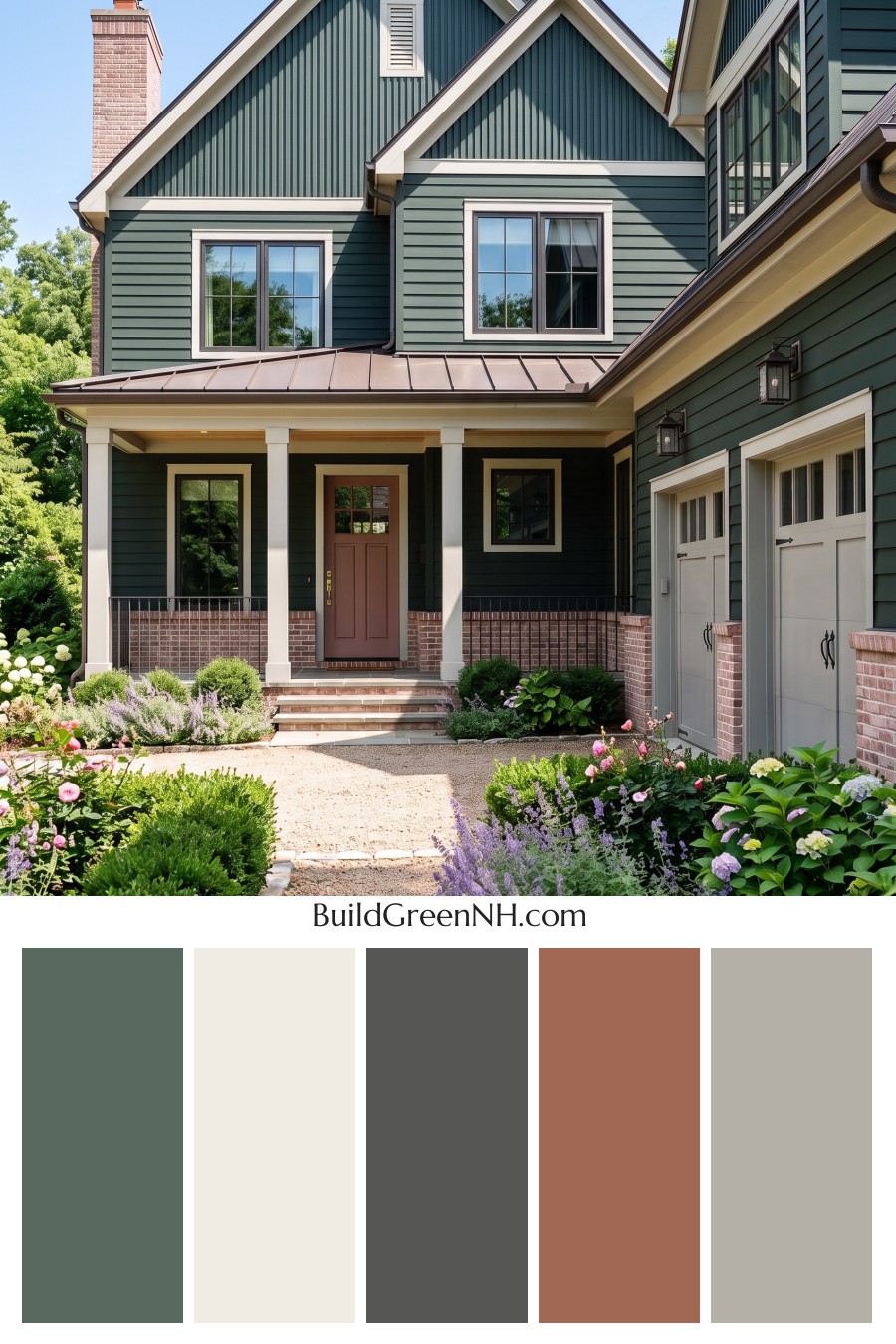 Dark Teal House Exterior Color Scheme: Teal Blush Masonry