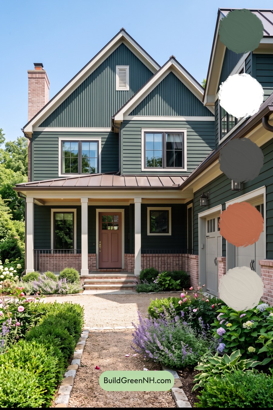 Dark Teal House Exterior Color Scheme: Teal Blush Masonry