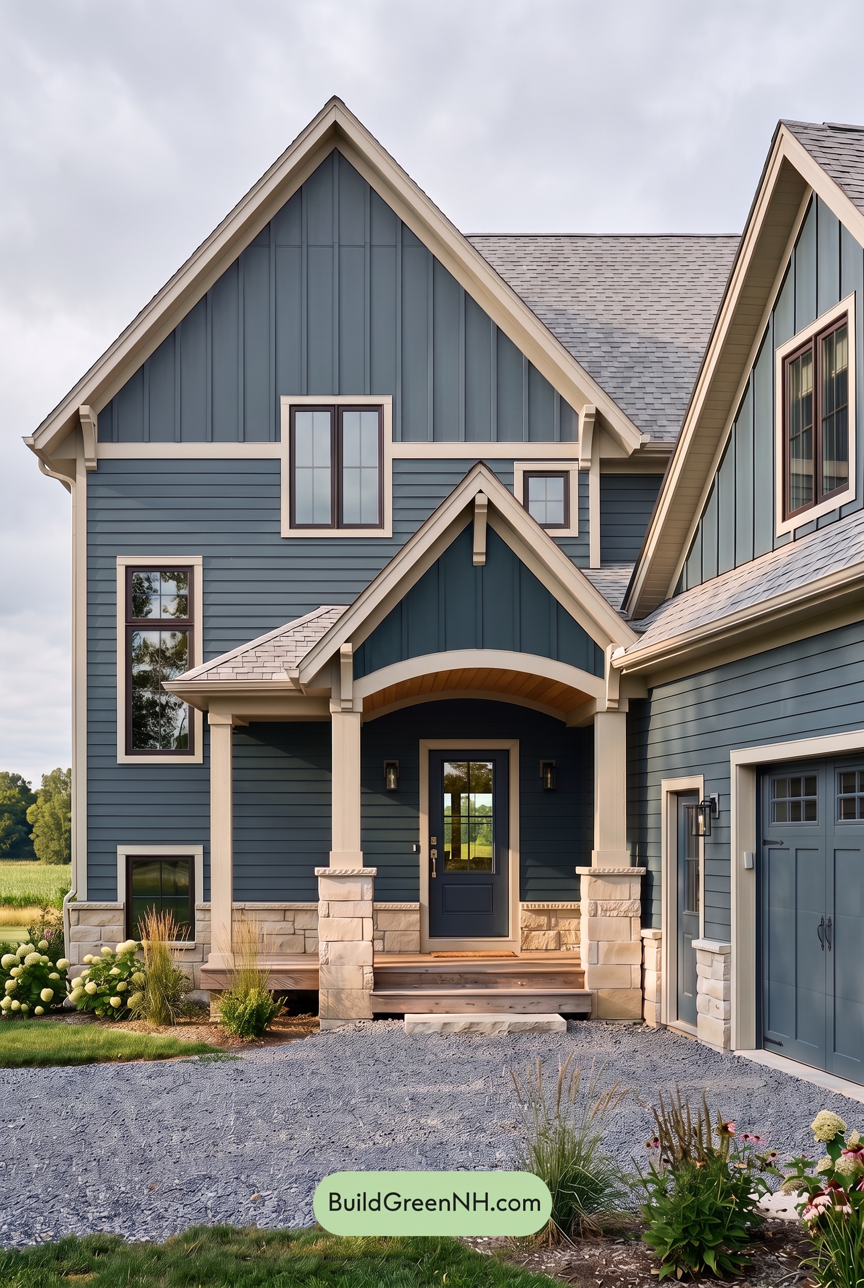 Dark Teal House Exterior Color Scheme: Teal Linen Contrast - Overcast