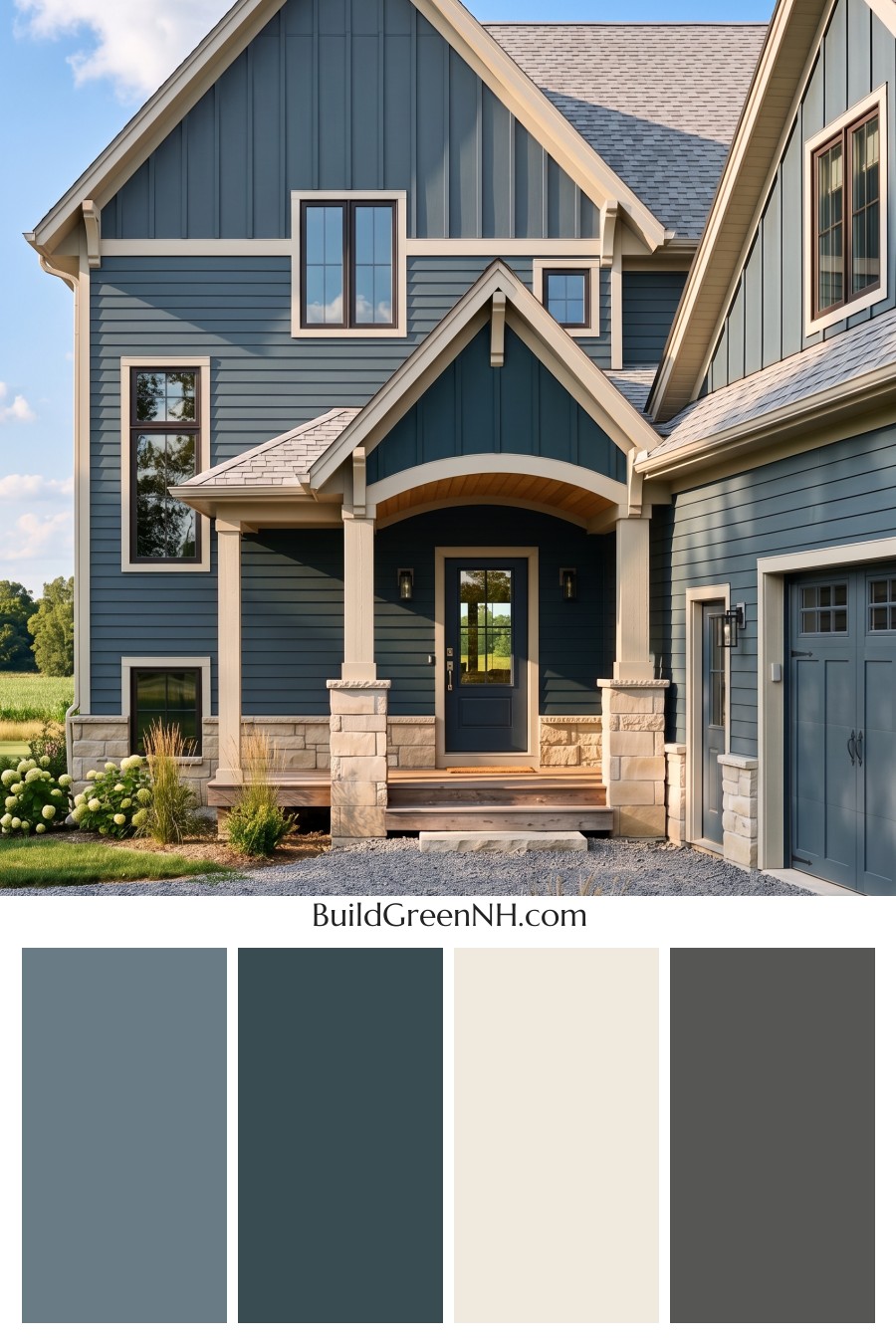 Dark Teal House Exterior Color Scheme: Teal Linen Contrast