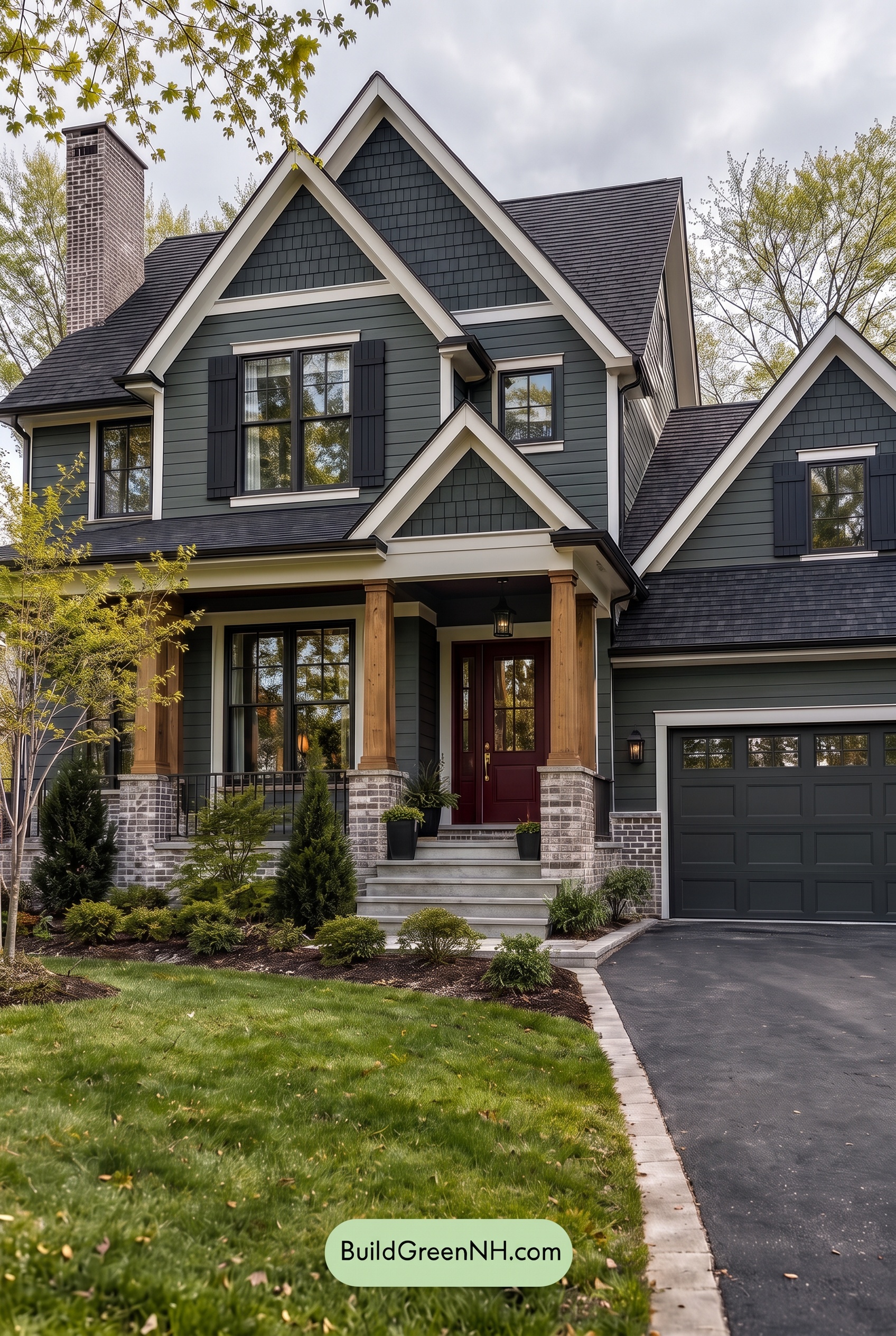 Dark Teal House Exterior Color Scheme: Teal Nightfall Grain - Overcast