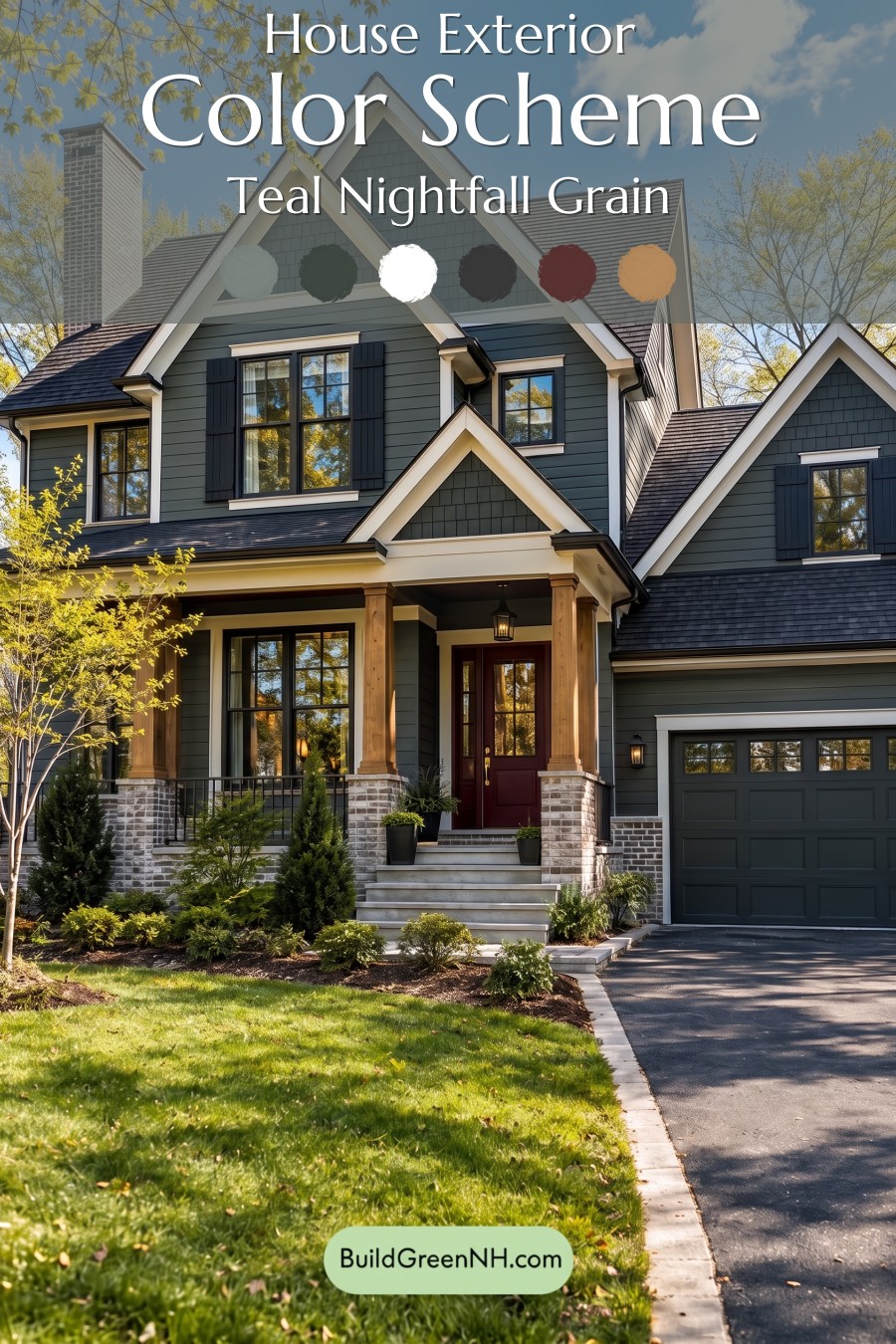 Dark Teal House Exterior Color Scheme: Teal Nightfall Grain