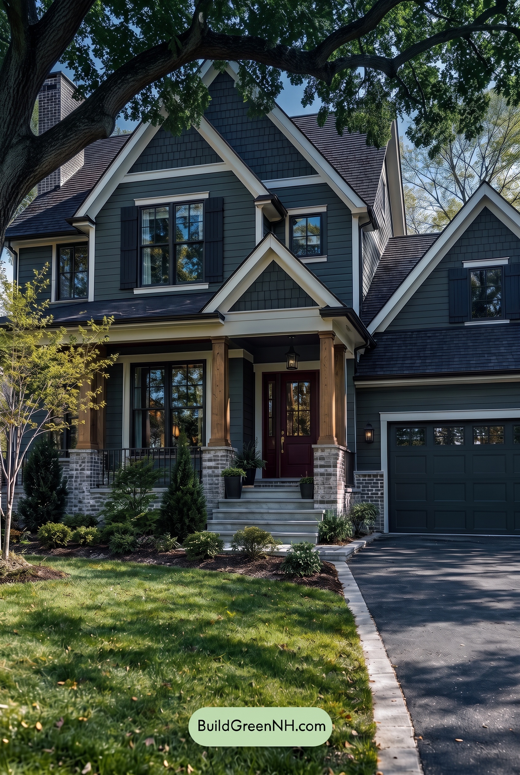 Dark Teal House Exterior Color Scheme: Teal Nightfall Grain - Shade