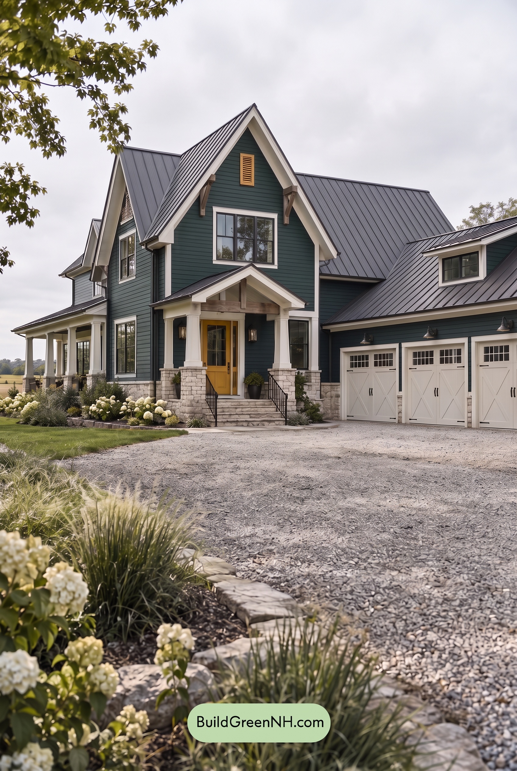 Dark Teal House Exterior Color Scheme: Tidebone Porchlight - Overcast