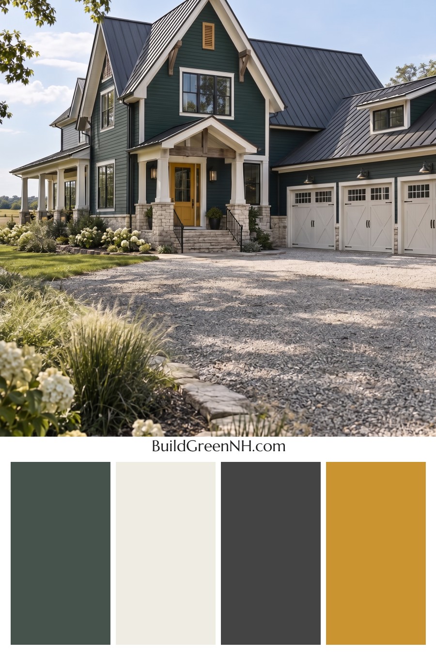 Dark Teal House Exterior Color Scheme: Tidebone Porchlight