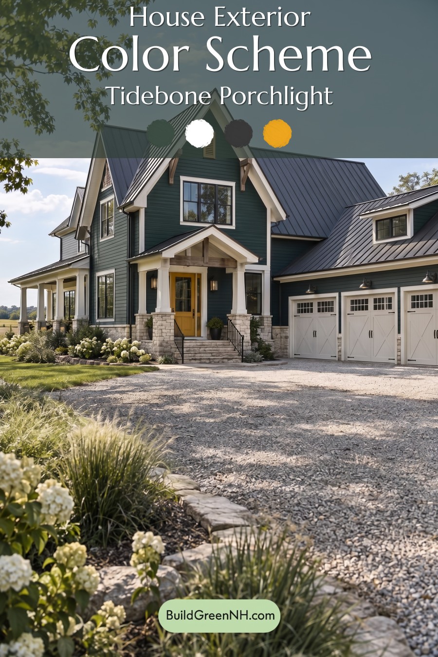 Dark Teal House Exterior Color Scheme: Tidebone Porchlight