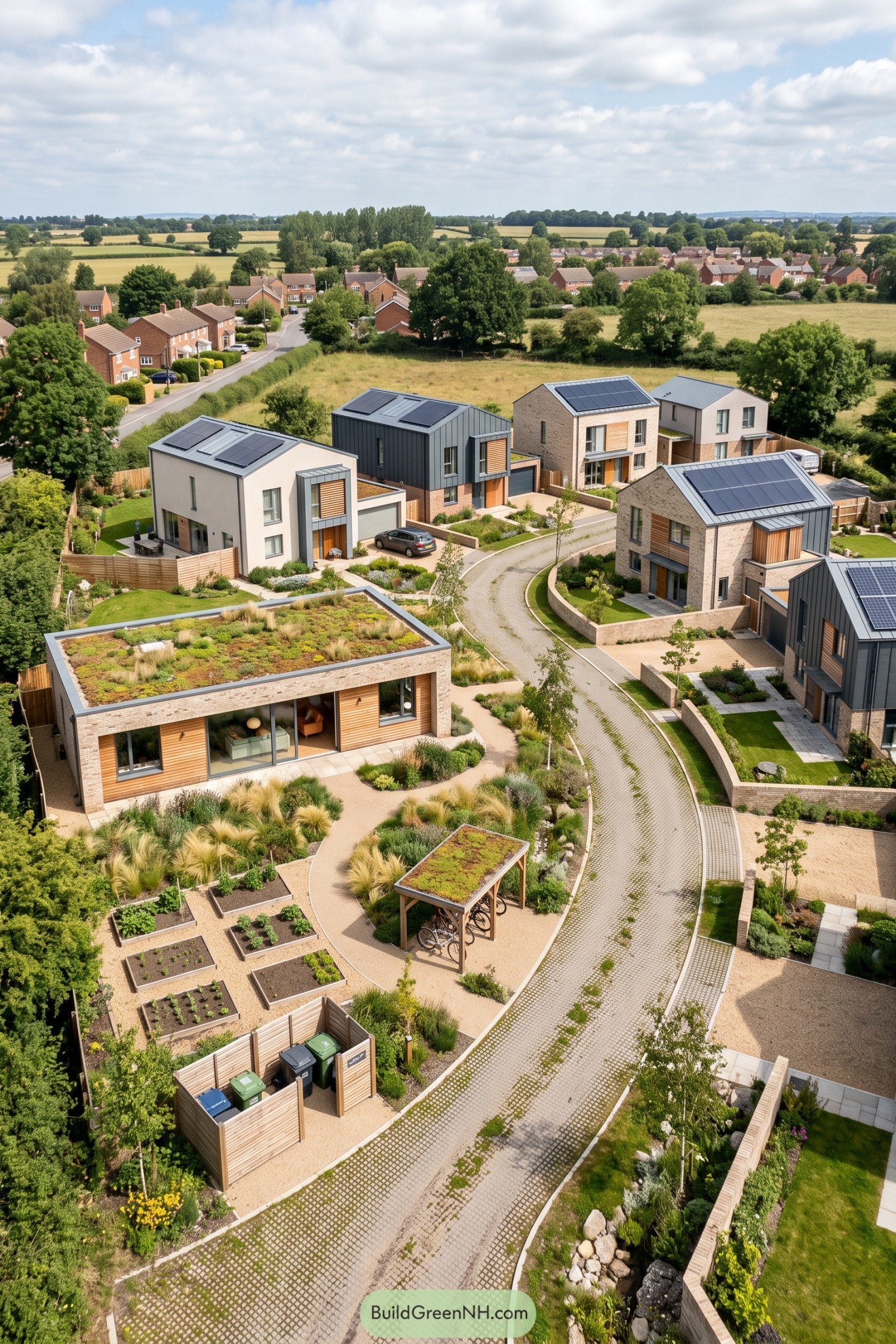 Contemporary homes around a shared garden lane