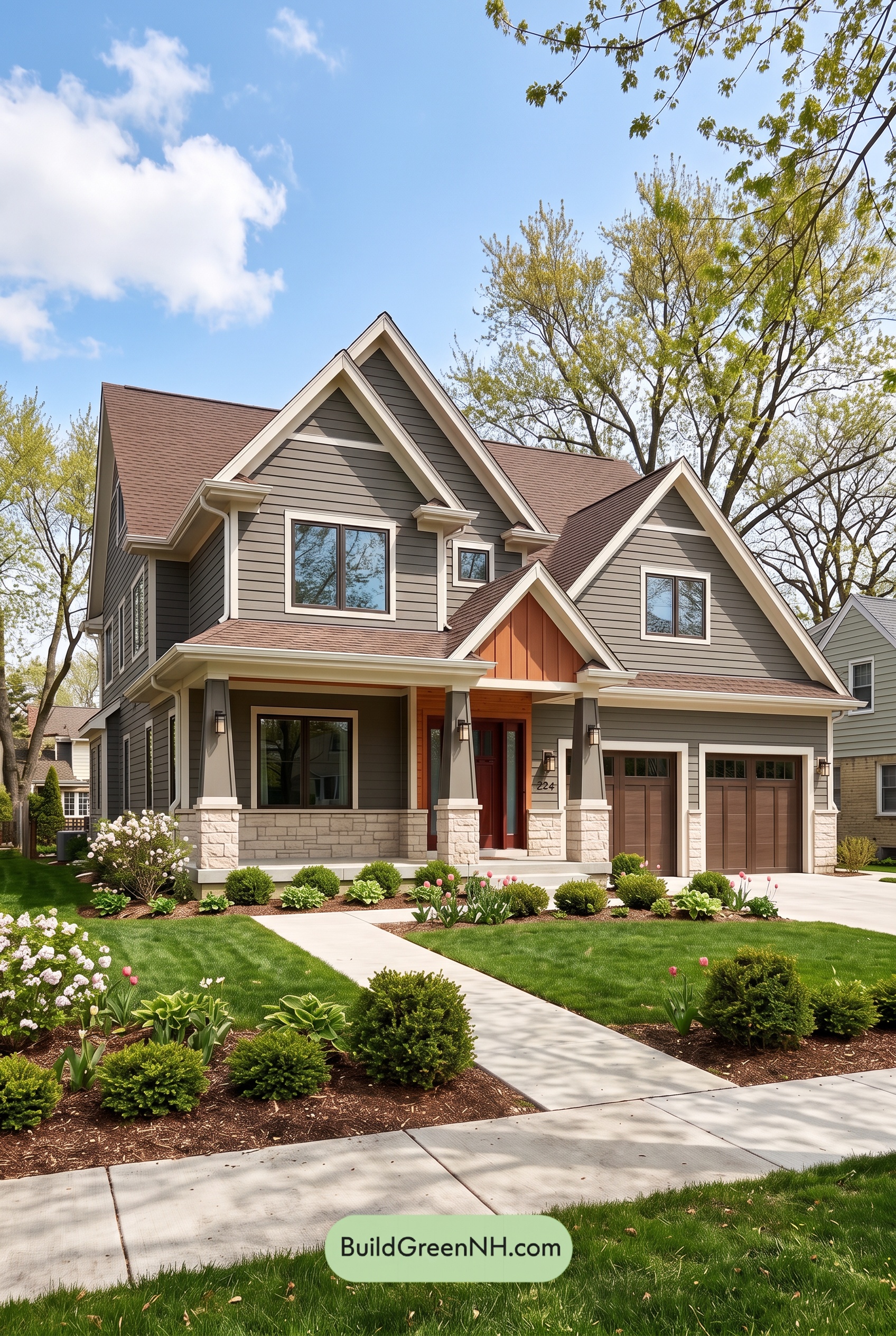 House with Brown Roof Exterior Color Scheme: Cedar Ember Grey