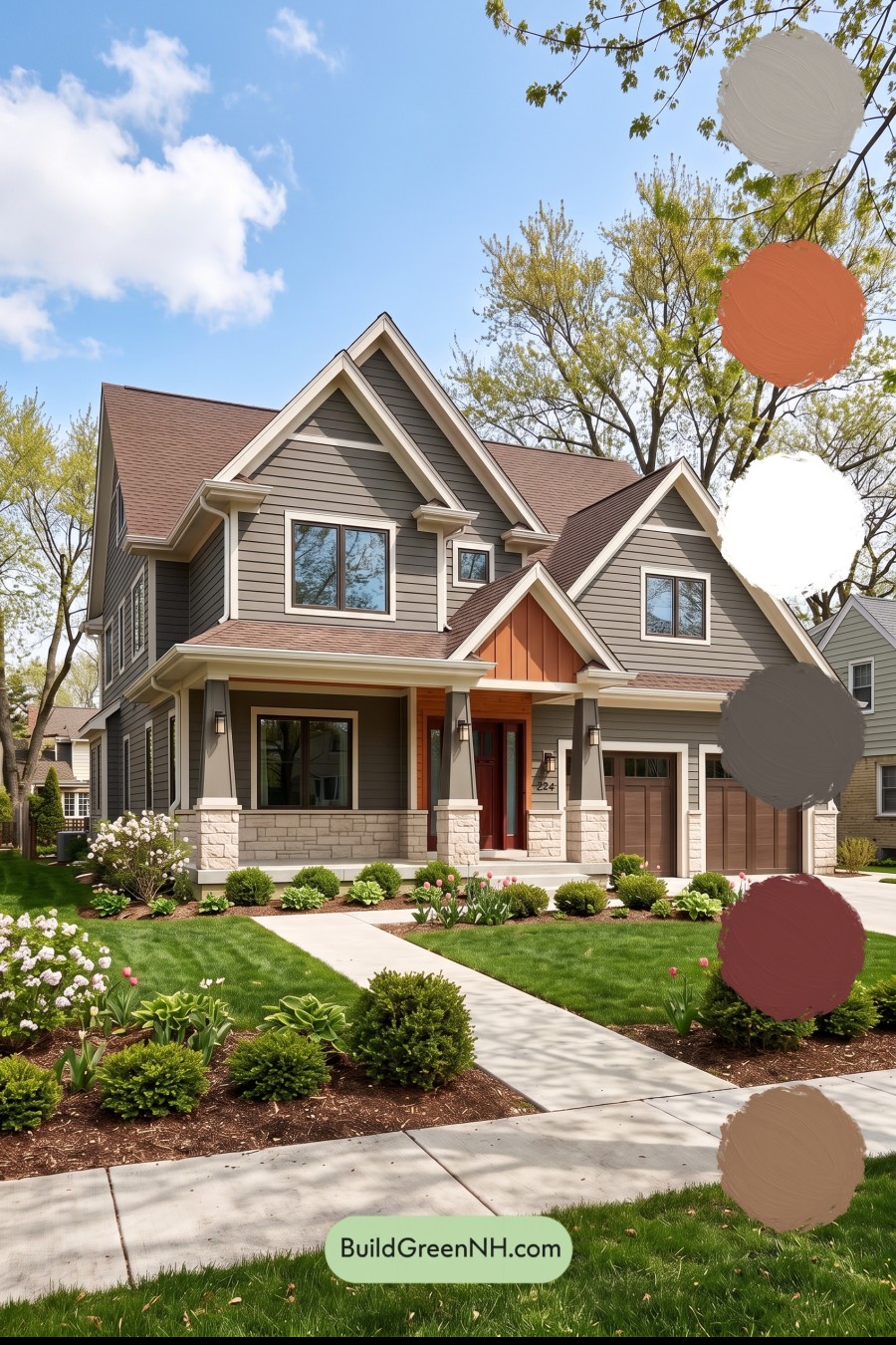 House with Brown Roof Exterior Color Scheme: Cedar Ember Grey