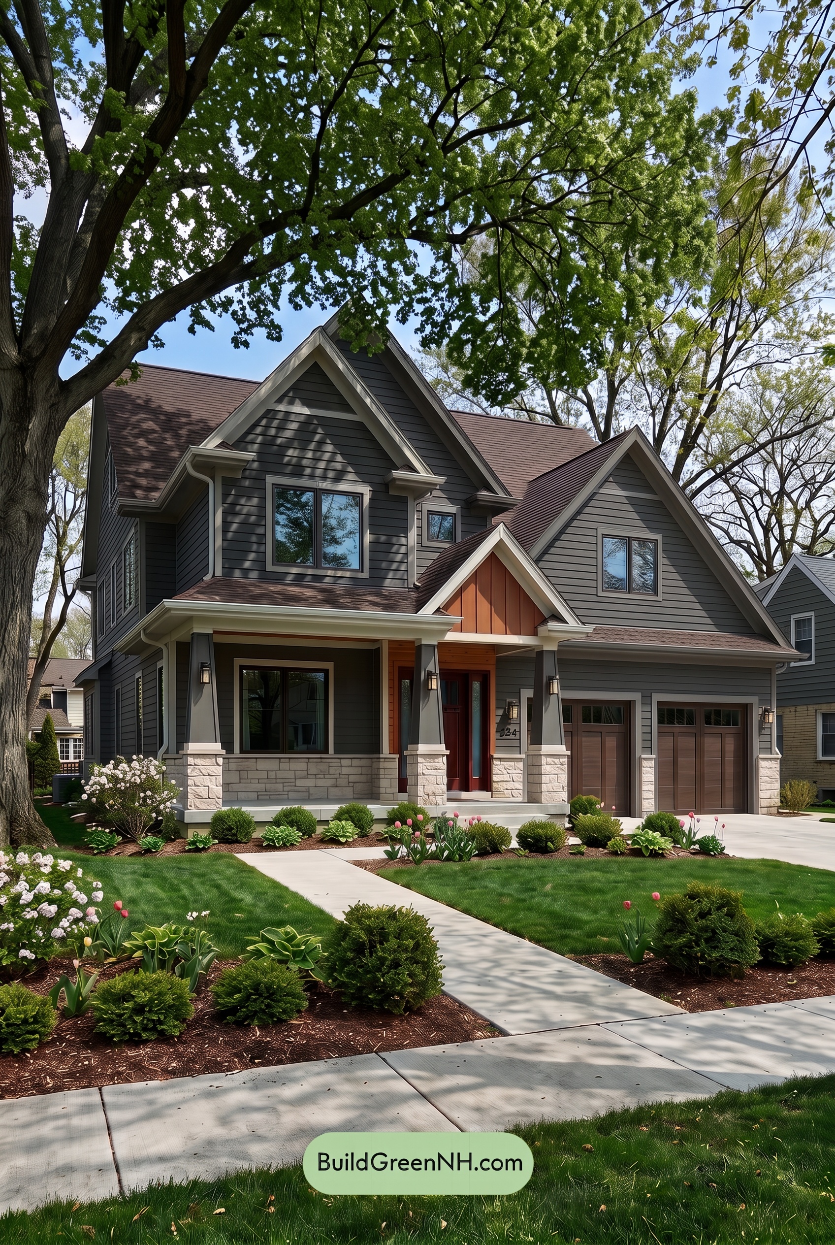 House with Brown Roof Exterior Color Scheme: Cedar Ember Grey - Shade