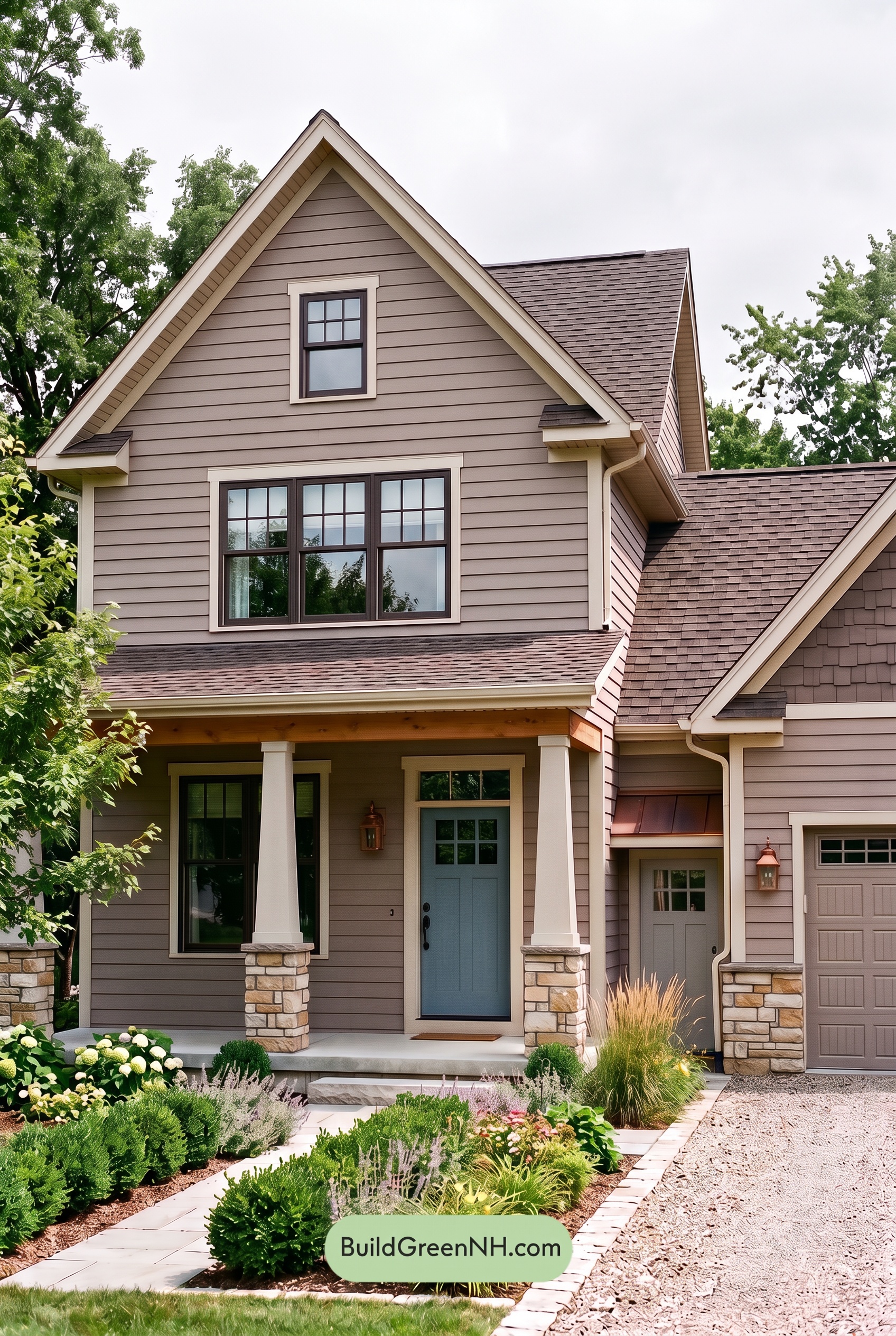 House with Brown Roof Exterior Color Scheme: Cocoa Veranda Spark - Overcast