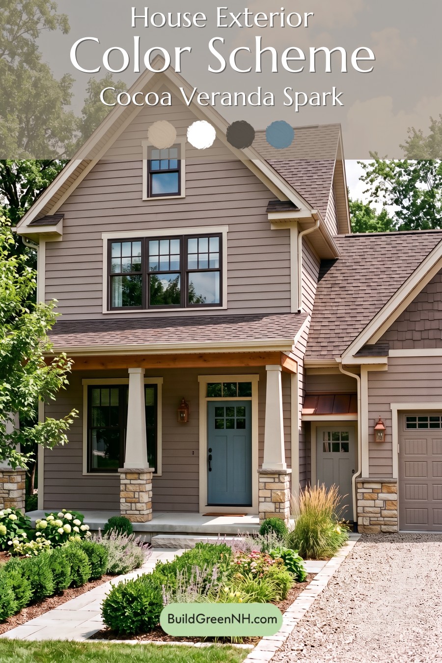 House with Brown Roof Exterior Color Scheme: Cocoa Veranda Spark