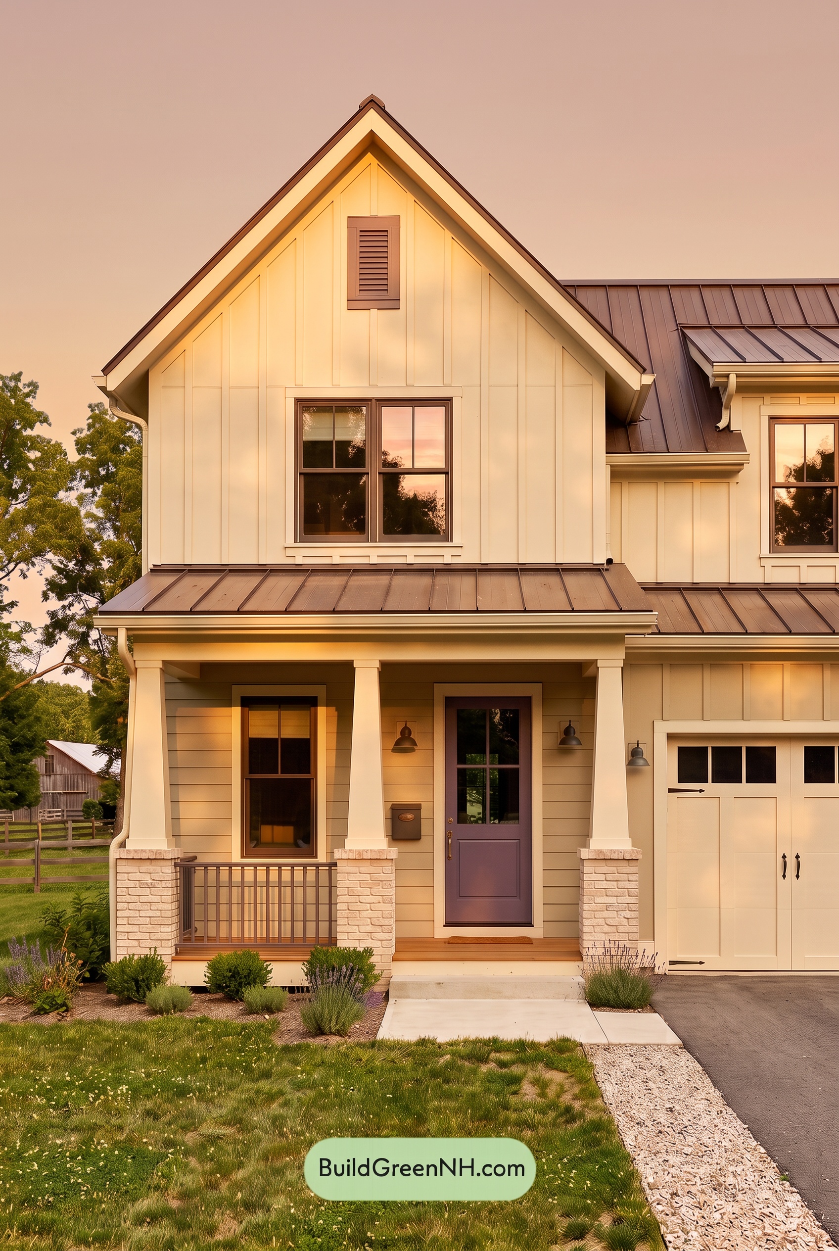 House with Brown Roof Exterior Color Scheme: Creamwork Horizon - Golden Hour