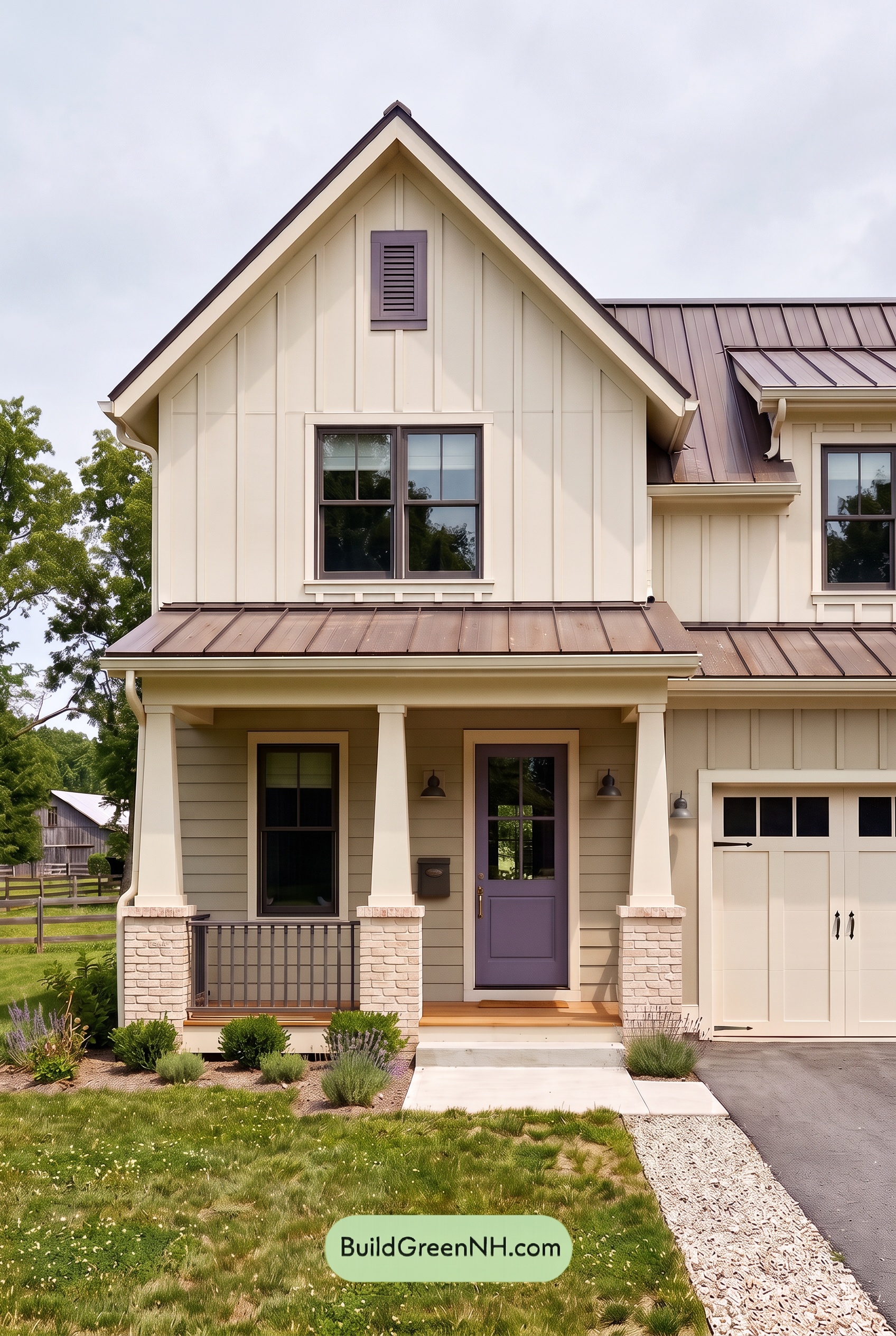 House with Brown Roof Exterior Color Scheme: Creamwork Horizon - Overcast