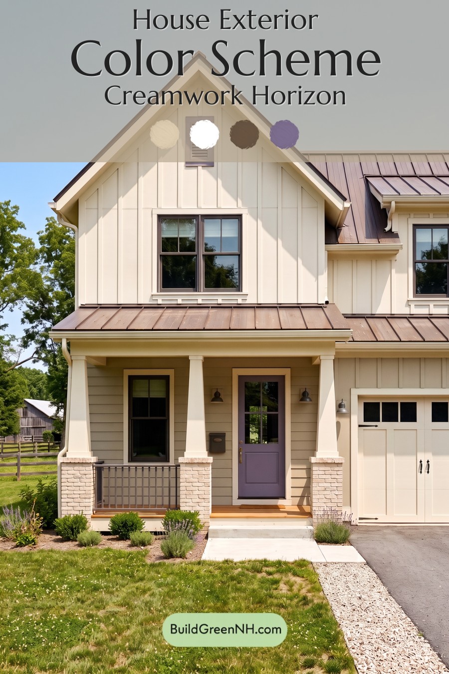 House with Brown Roof Exterior Color Scheme: Creamwork Horizon