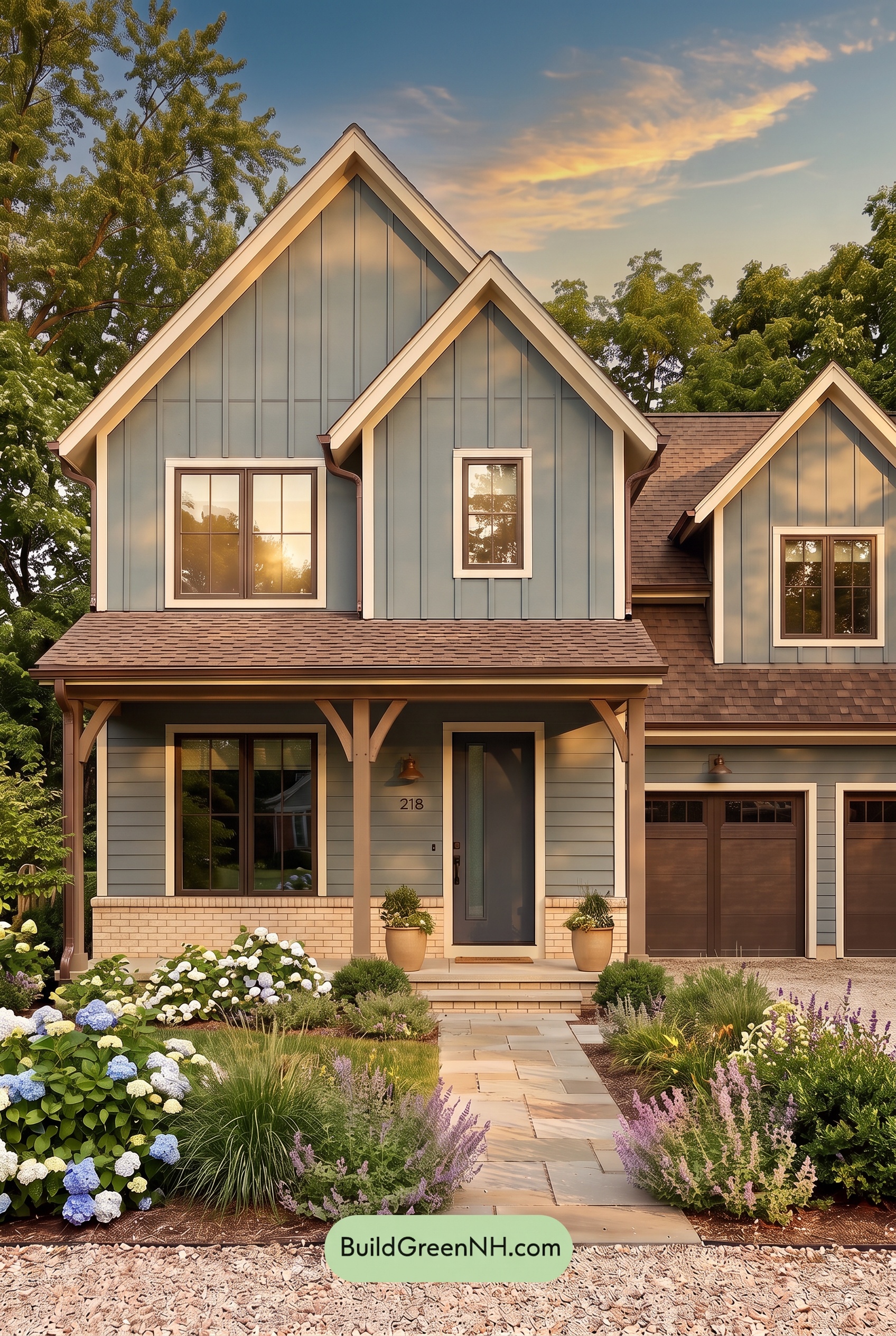 House with Brown Roof Exterior Color Scheme: Harbor Clay Gable - Golden Hour