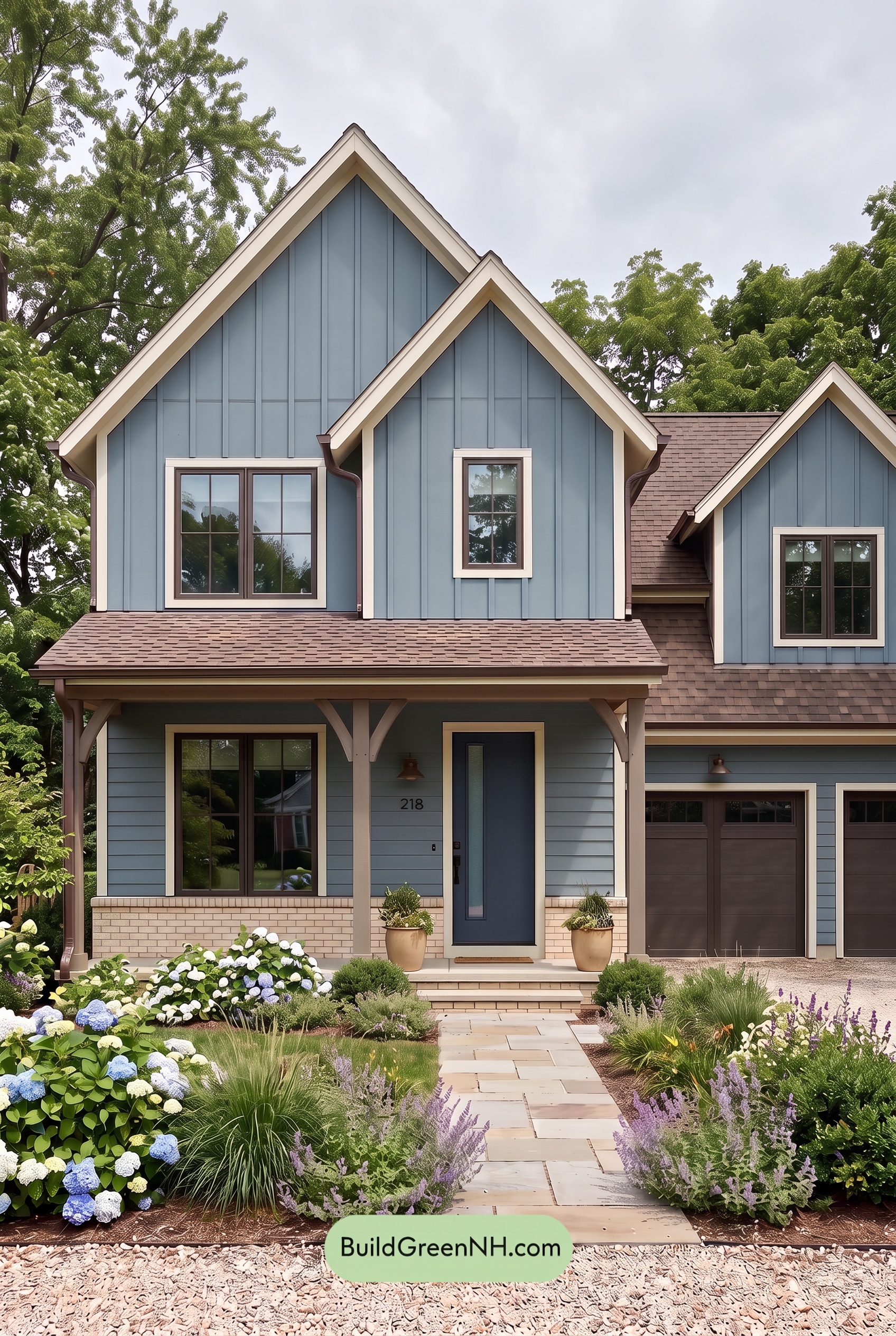 House with Brown Roof Exterior Color Scheme: Harbor Clay Gable - Overcast