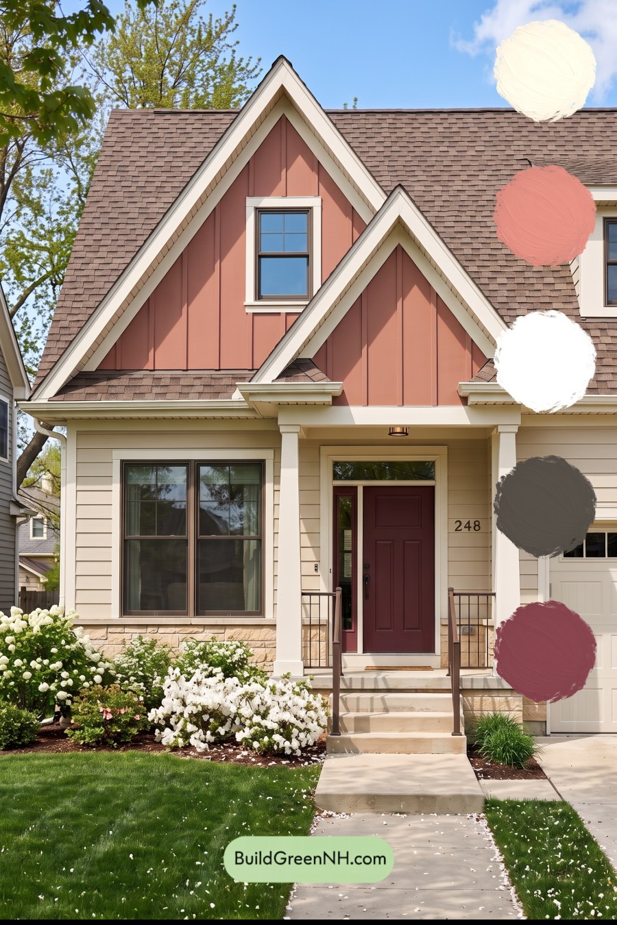 House with Brown Roof Exterior Color Scheme: Ivory Hearthline