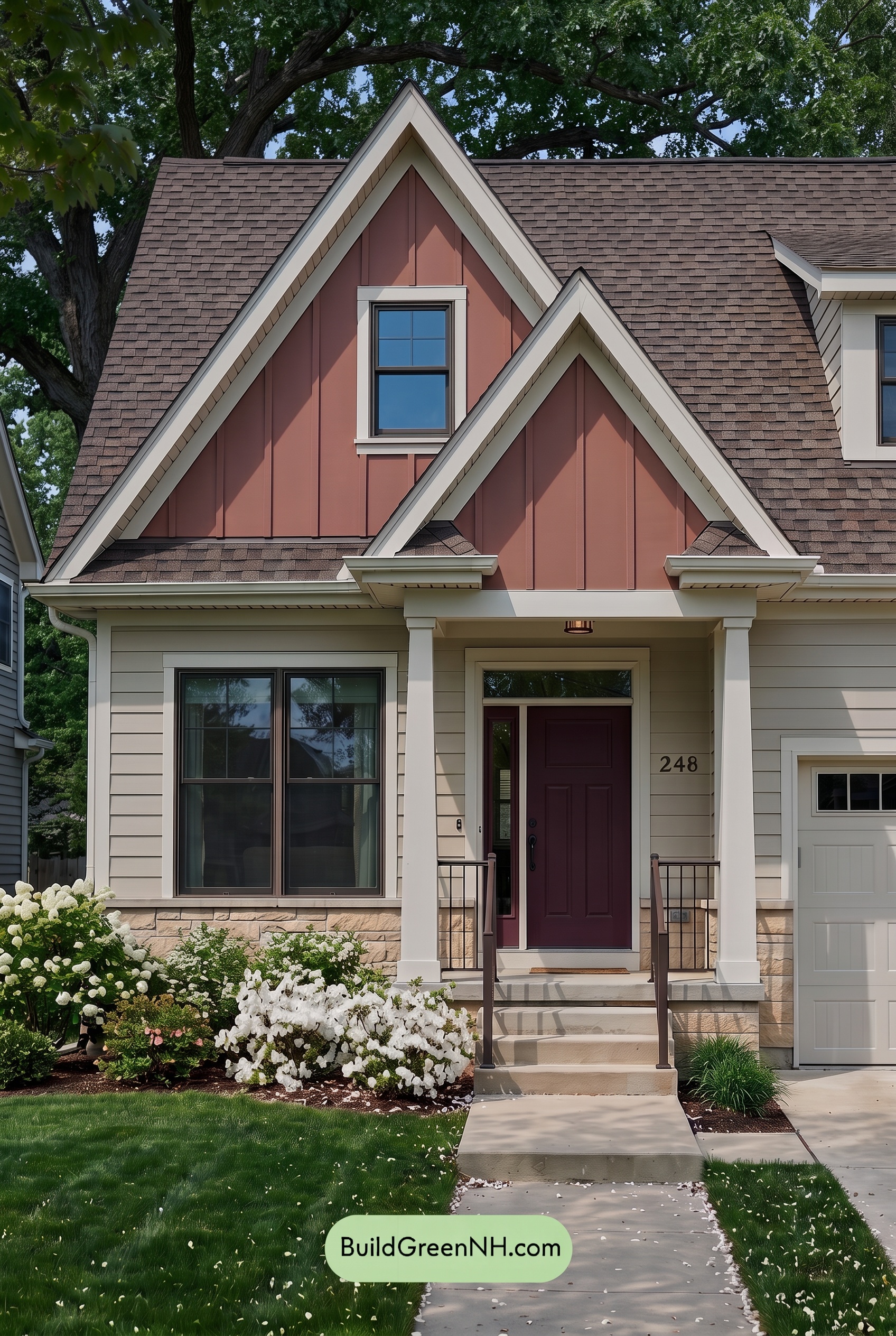 House with Brown Roof Exterior Color Scheme: Ivory Hearthline - Shade