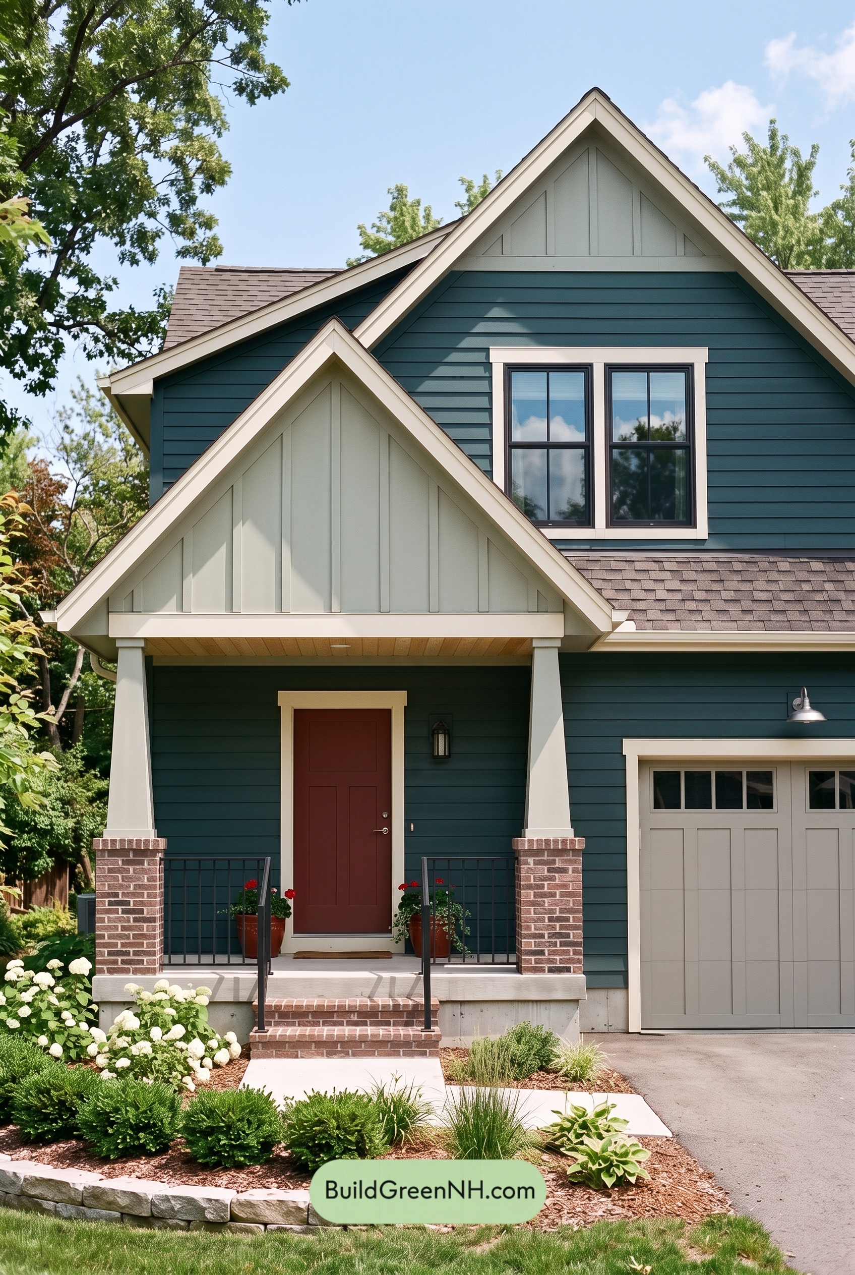 House with Brown Roof Exterior Color Scheme: Juniper Bricklight