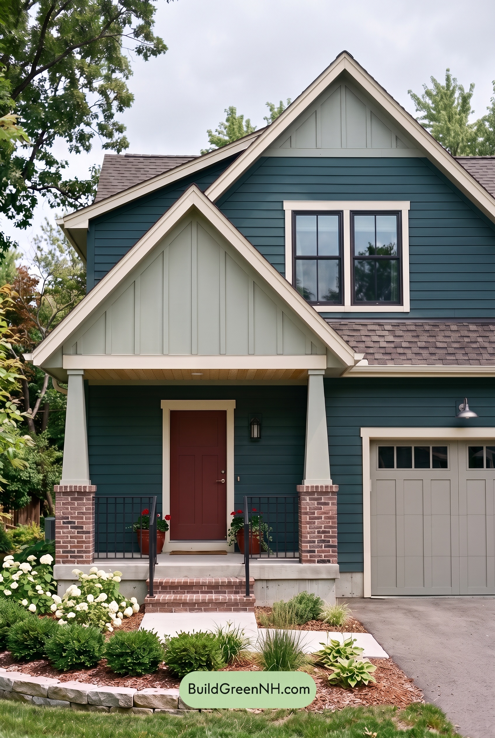 House with Brown Roof Exterior Color Scheme: Juniper Bricklight - Overcast