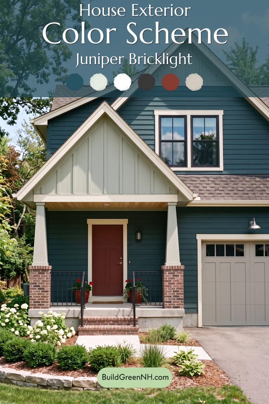 House with Brown Roof Exterior Color Scheme: Juniper Bricklight