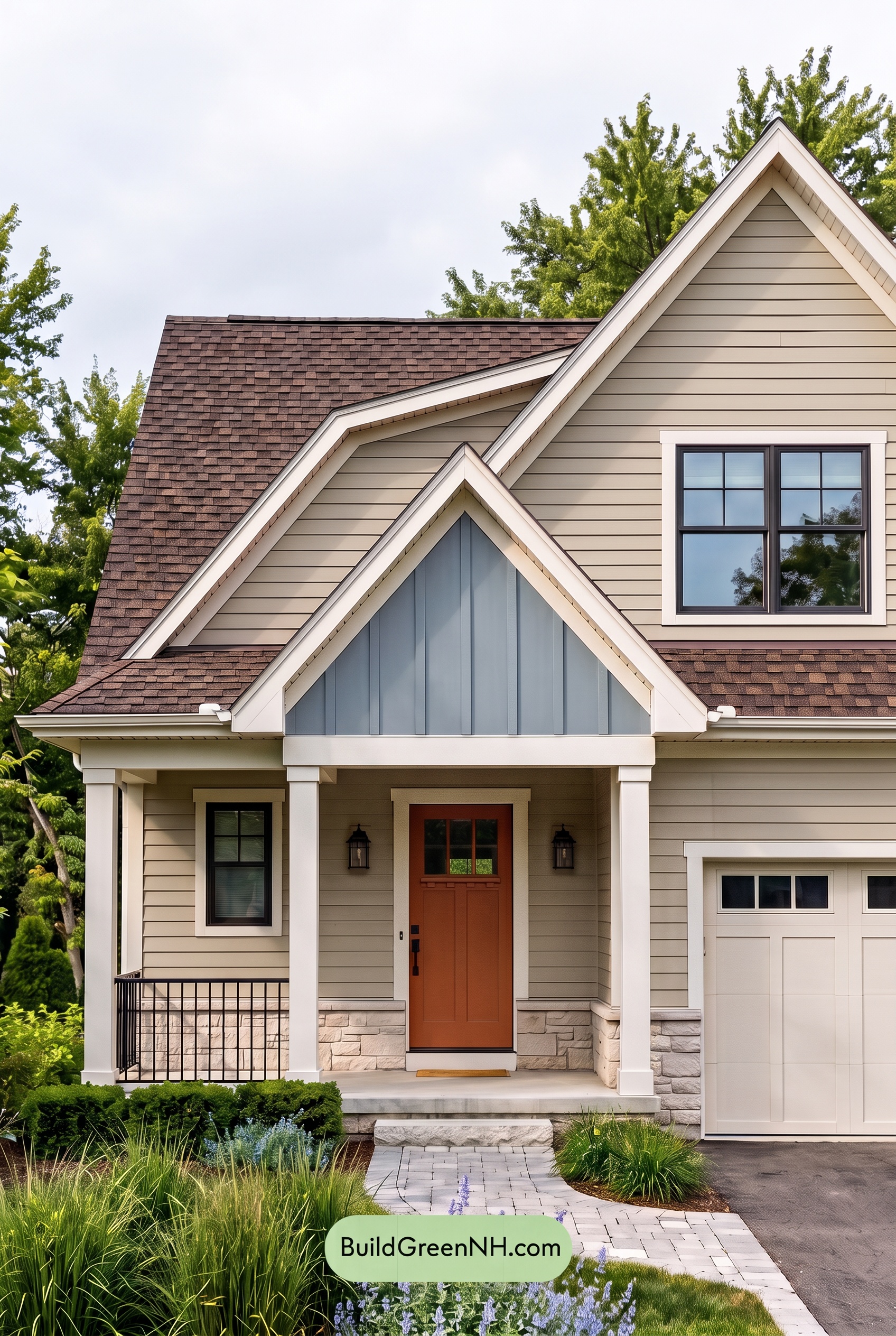 House with Brown Roof Exterior Color Scheme: Linen Coppercrest - Overcast