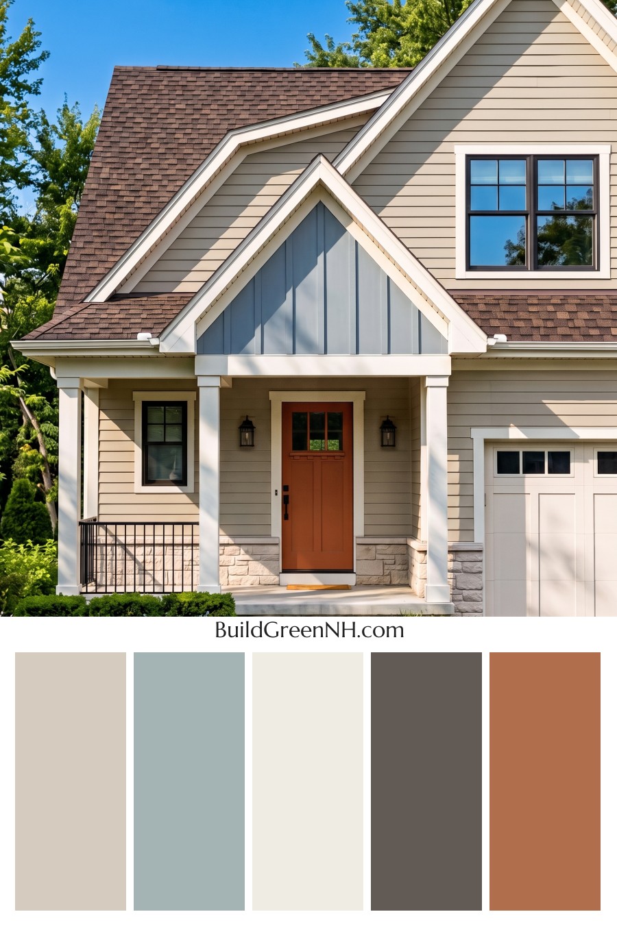 House with Brown Roof Exterior Color Scheme: Linen Coppercrest