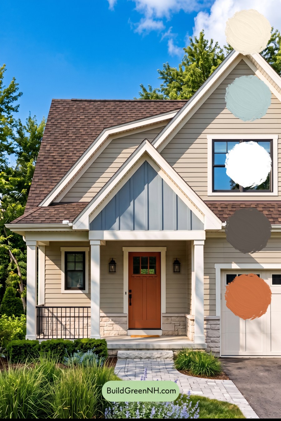 House with Brown Roof Exterior Color Scheme: Linen Coppercrest