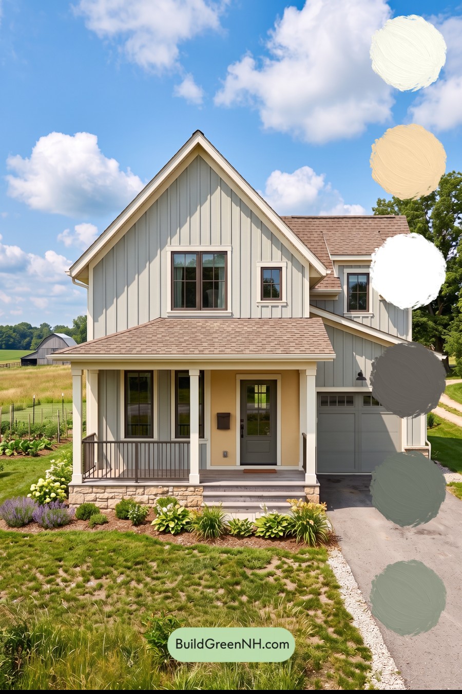 House with Brown Roof Exterior Color Scheme: Ochre Porch Mist