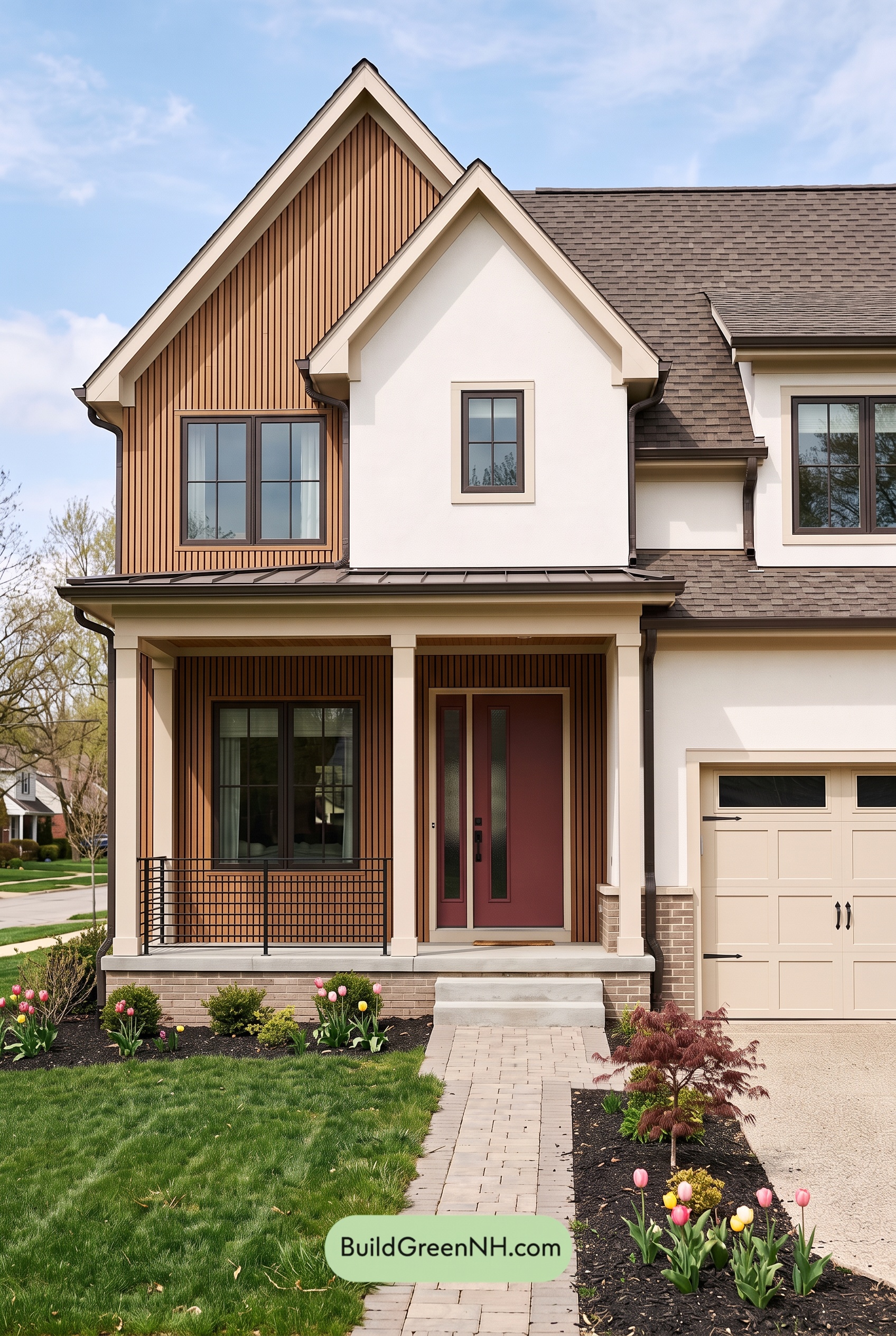 House with Brown Roof Exterior Color Scheme: Pearl Emberline