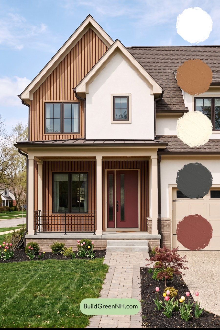 House with Brown Roof Exterior Color Scheme: Pearl Emberline