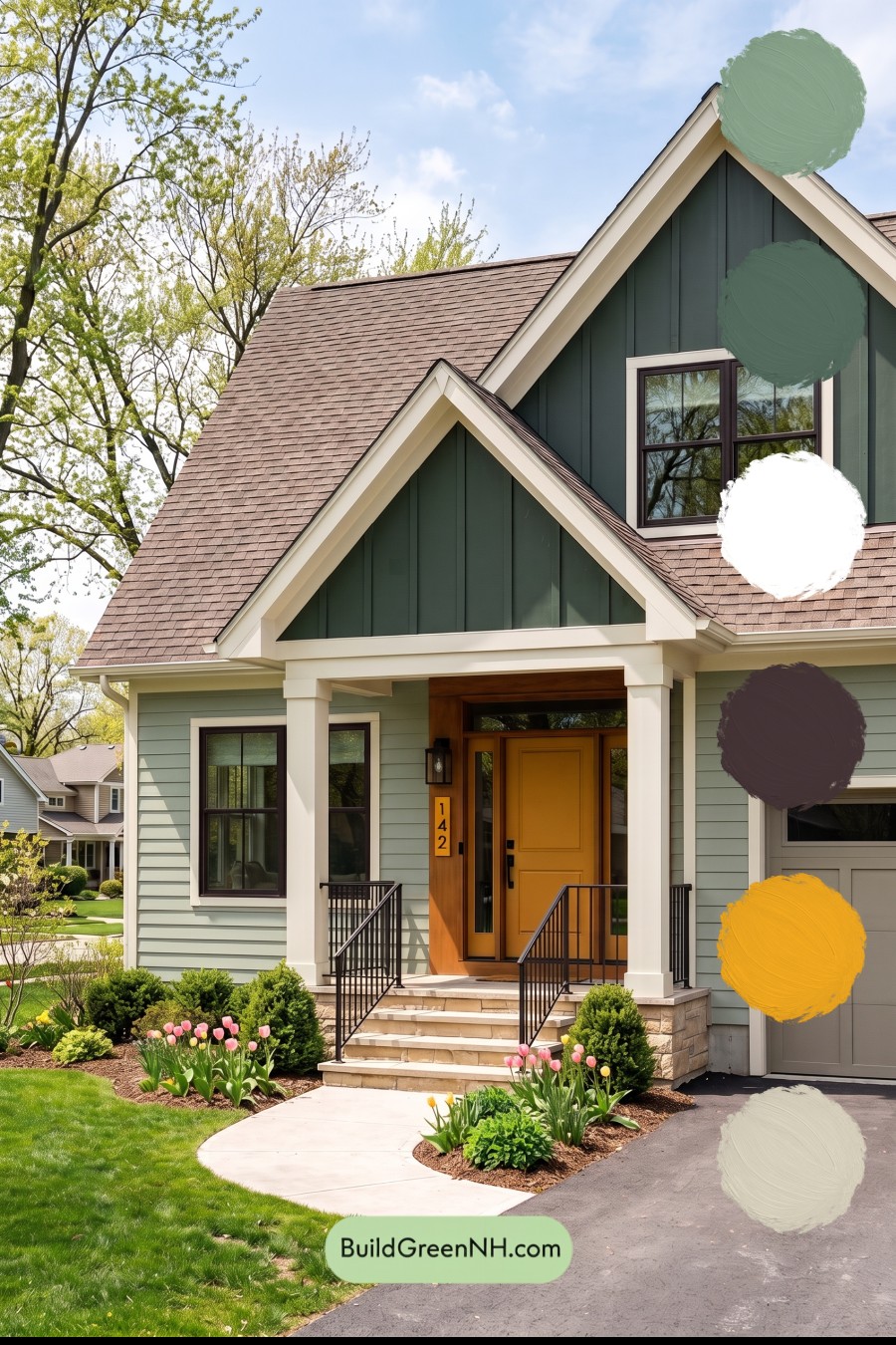 House with Brown Roof Exterior Color Scheme: Pine Saffron Threshold