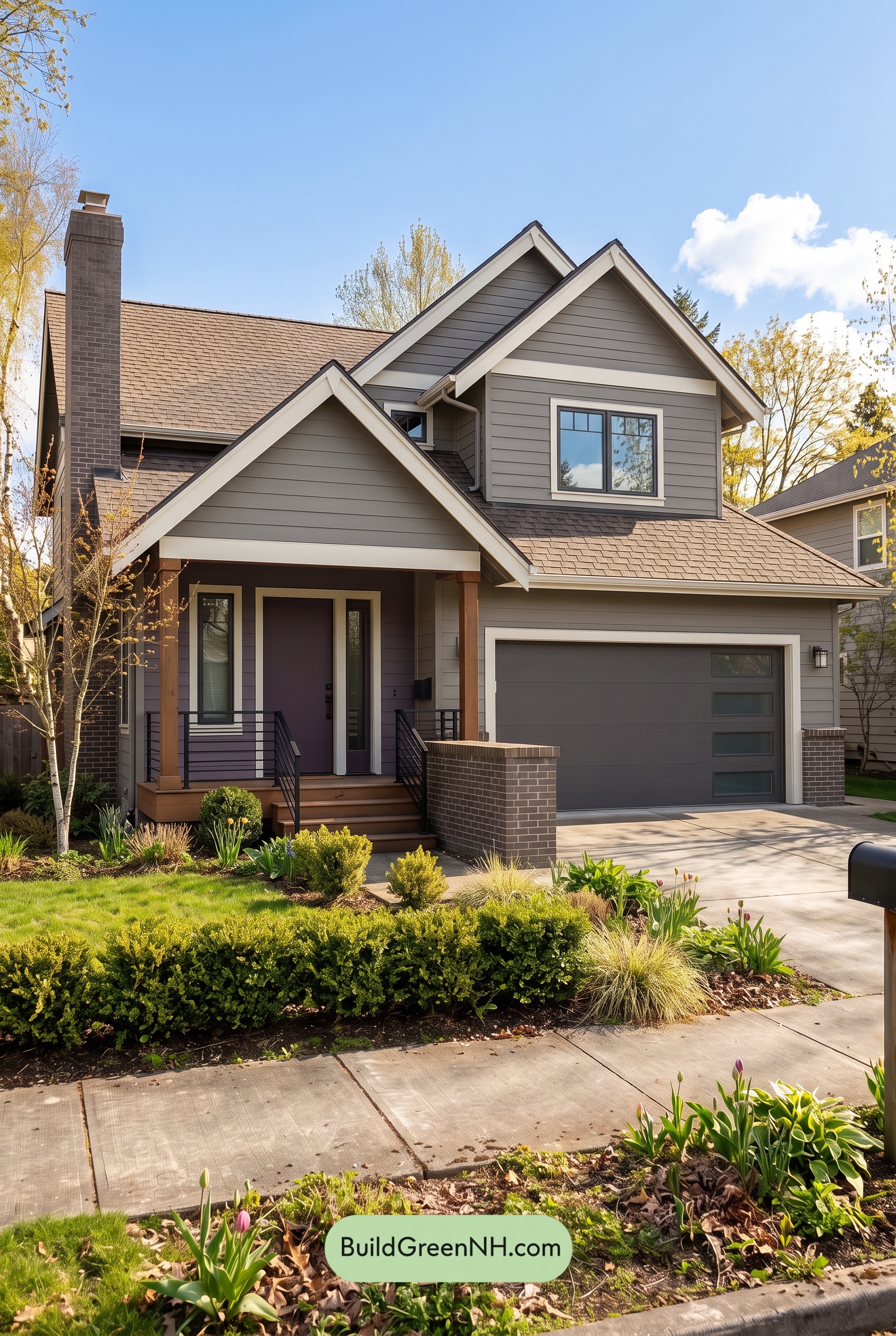 House with Brown Roof Exterior Color Scheme: Plum Iron Hearth