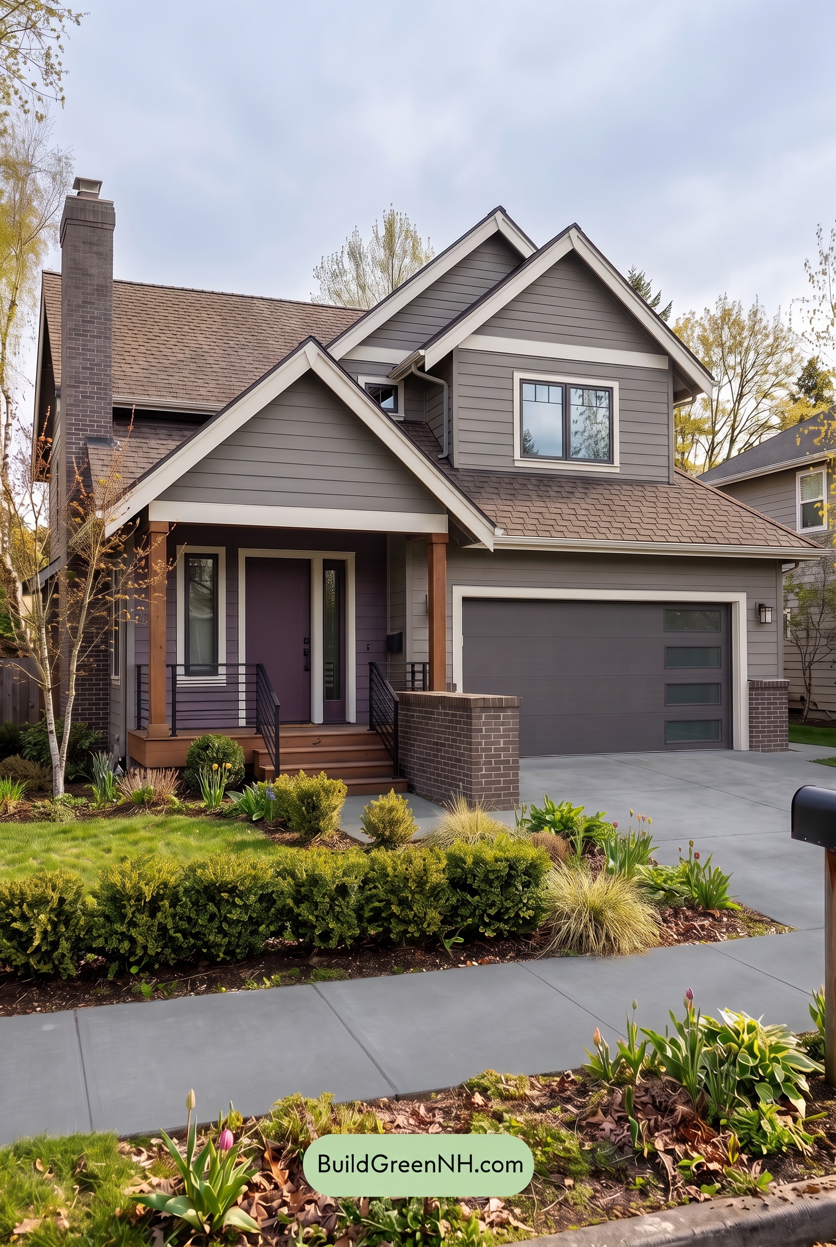 House with Brown Roof Exterior Color Scheme: Plum Iron Hearth - Overcast