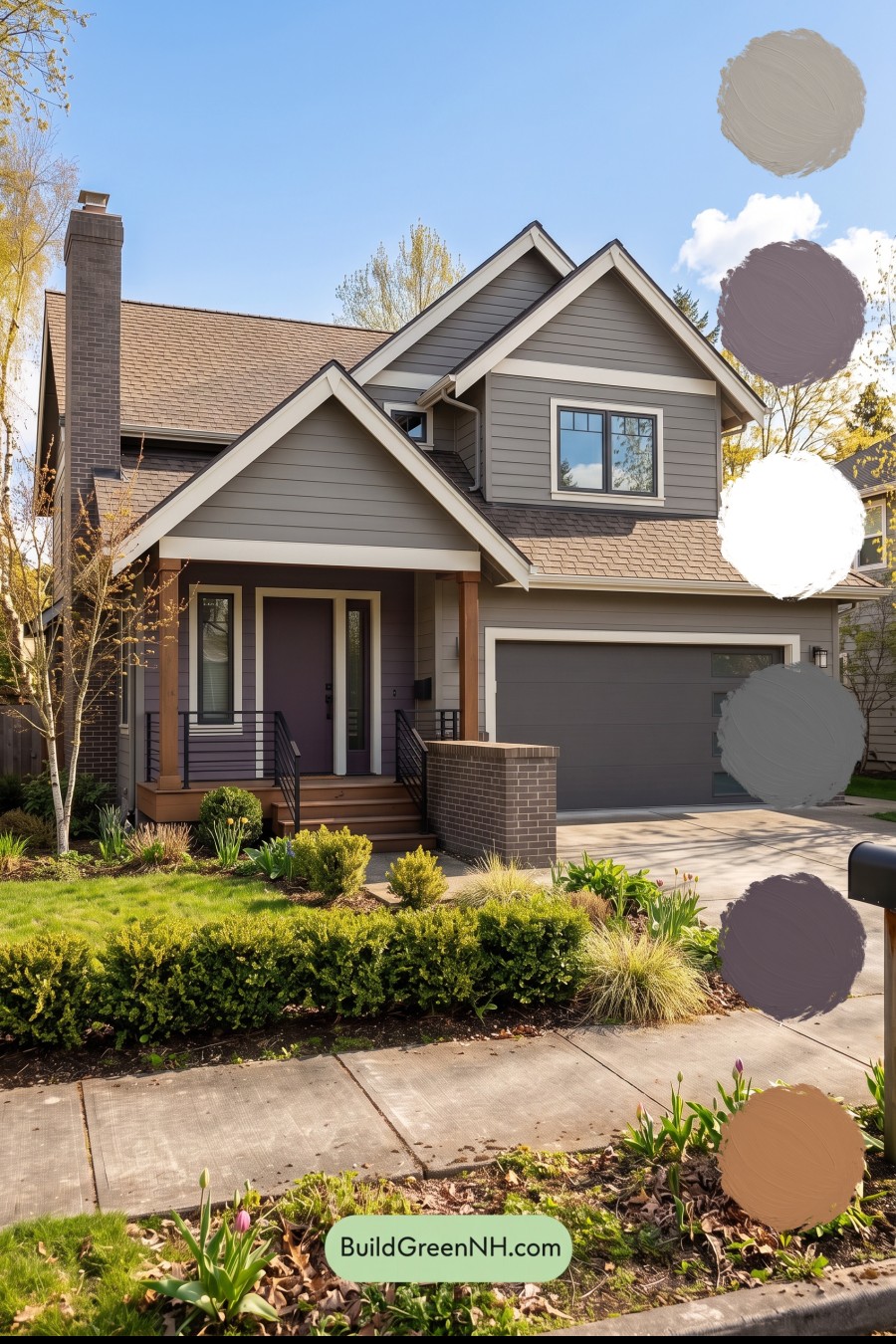 House with Brown Roof Exterior Color Scheme: Plum Iron Hearth