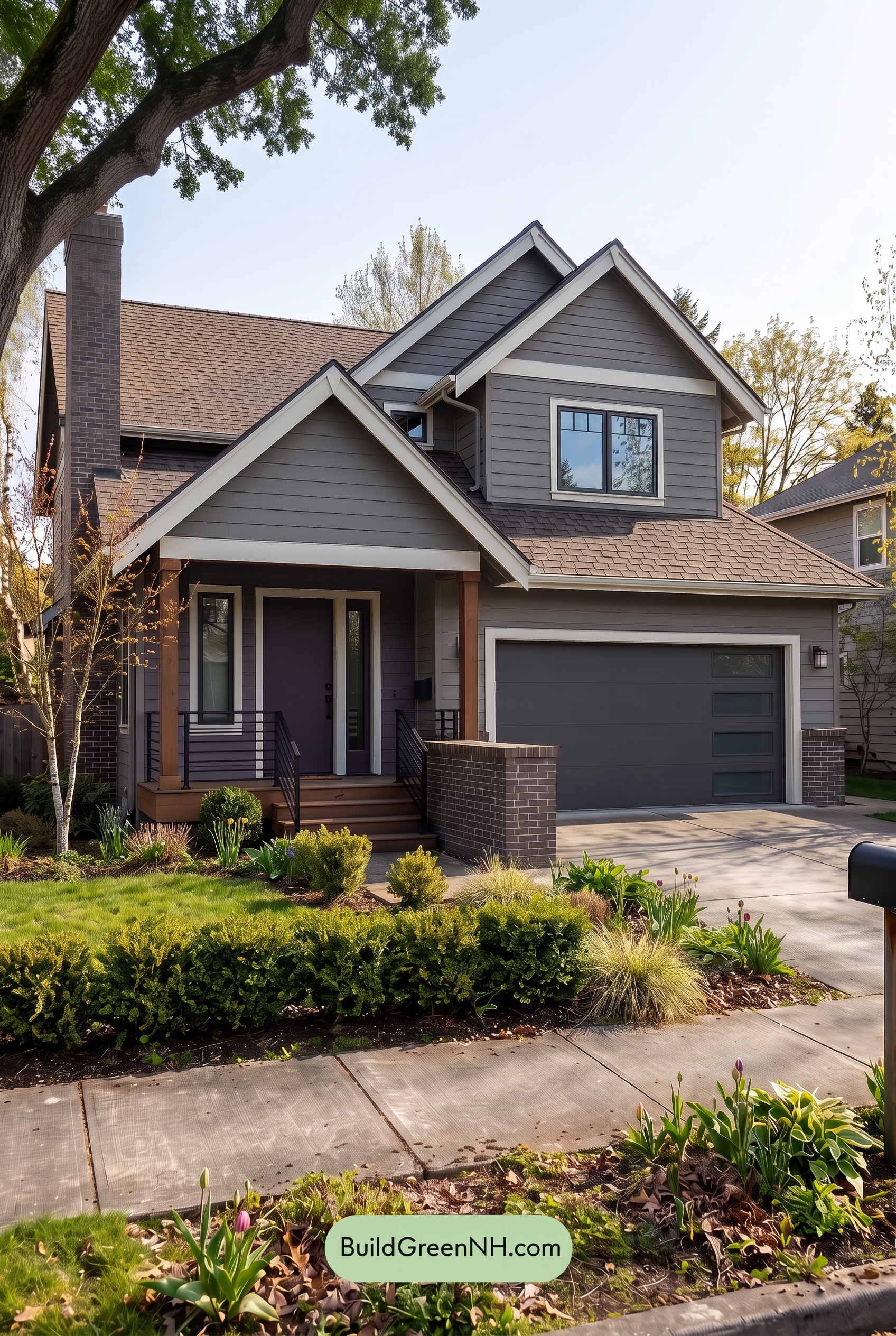 House with Brown Roof Exterior Color Scheme: Plum Iron Hearth - Shade