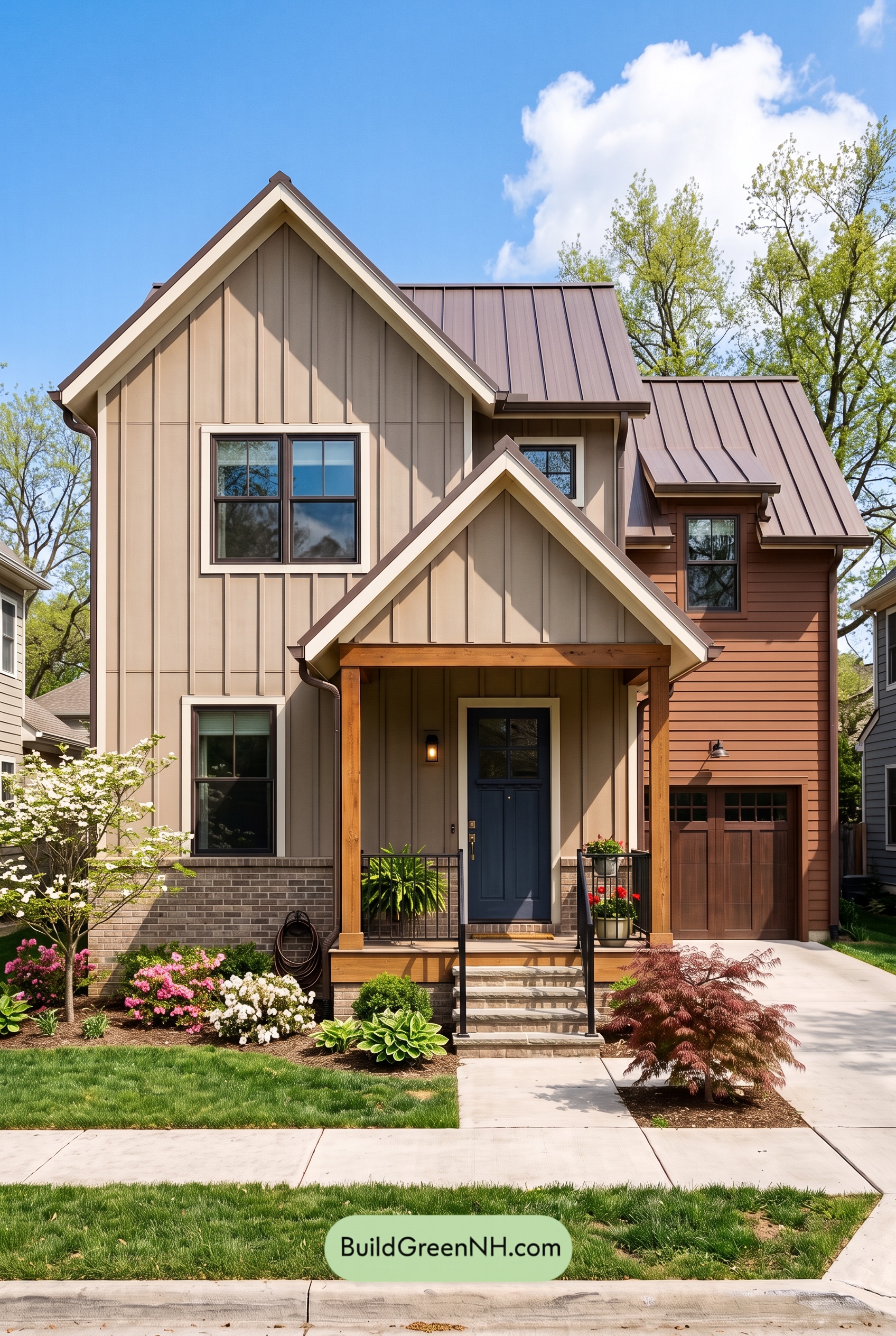 House with Brown Roof Exterior Color Scheme: Russet Porch Poise