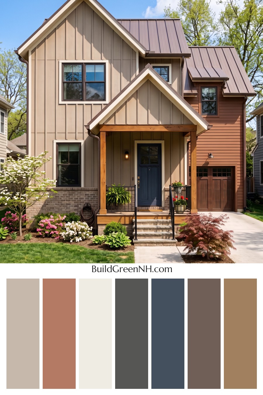 House with Brown Roof Exterior Color Scheme: Russet Porch Poise