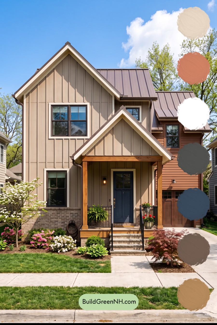 House with Brown Roof Exterior Color Scheme: Russet Porch Poise