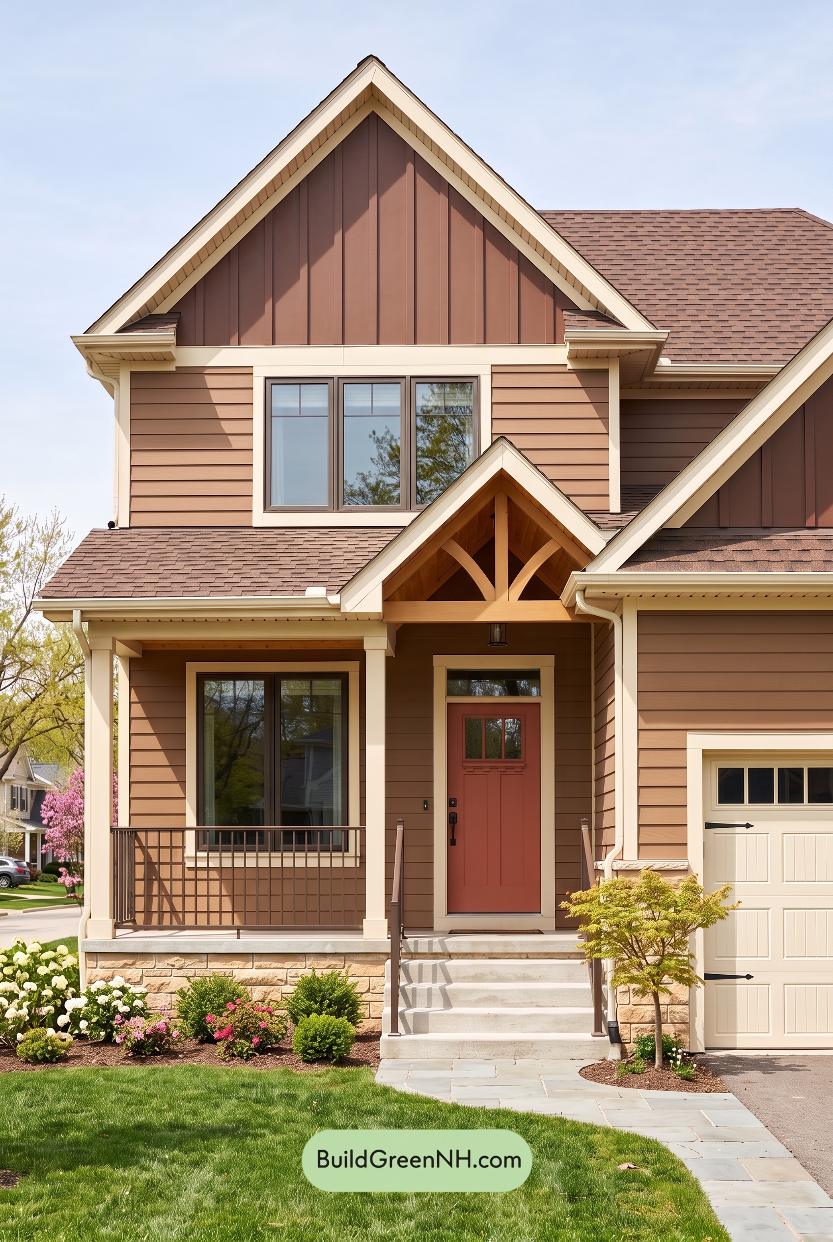 House with Brown Roof Exterior Color Scheme: Sienna Gate Glow