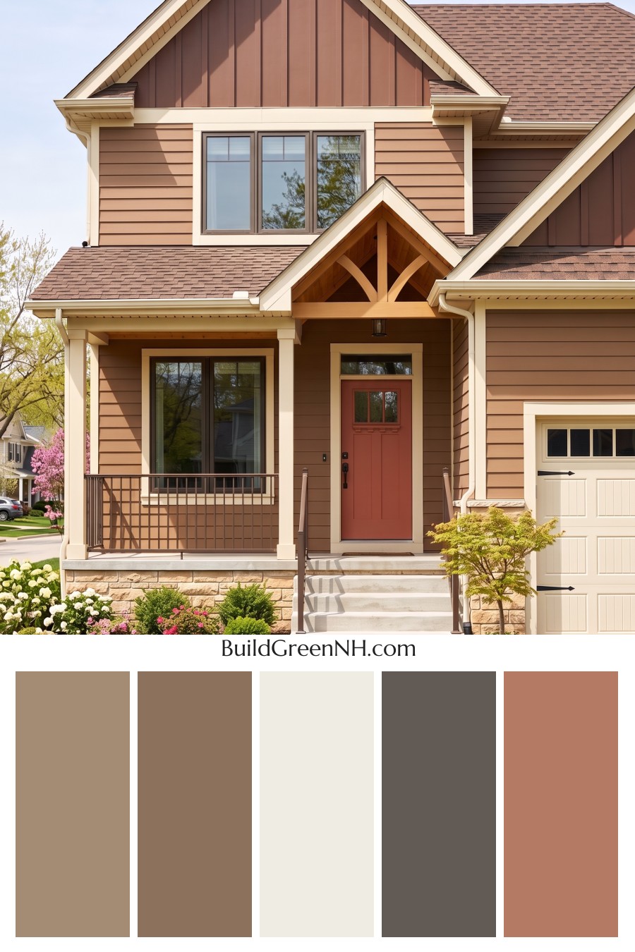 House with Brown Roof Exterior Color Scheme: Sienna Gate Glow