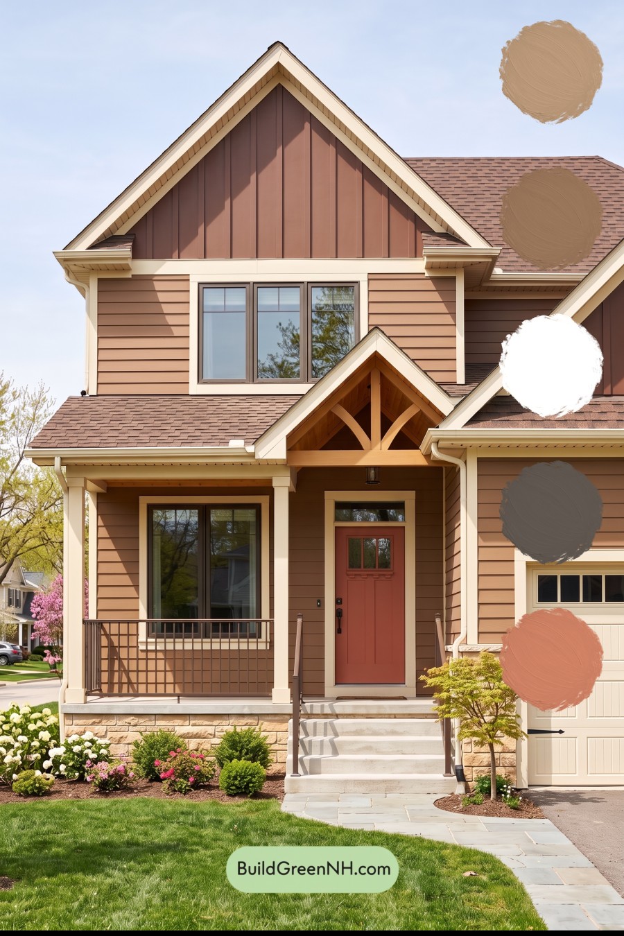 House with Brown Roof Exterior Color Scheme: Sienna Gate Glow