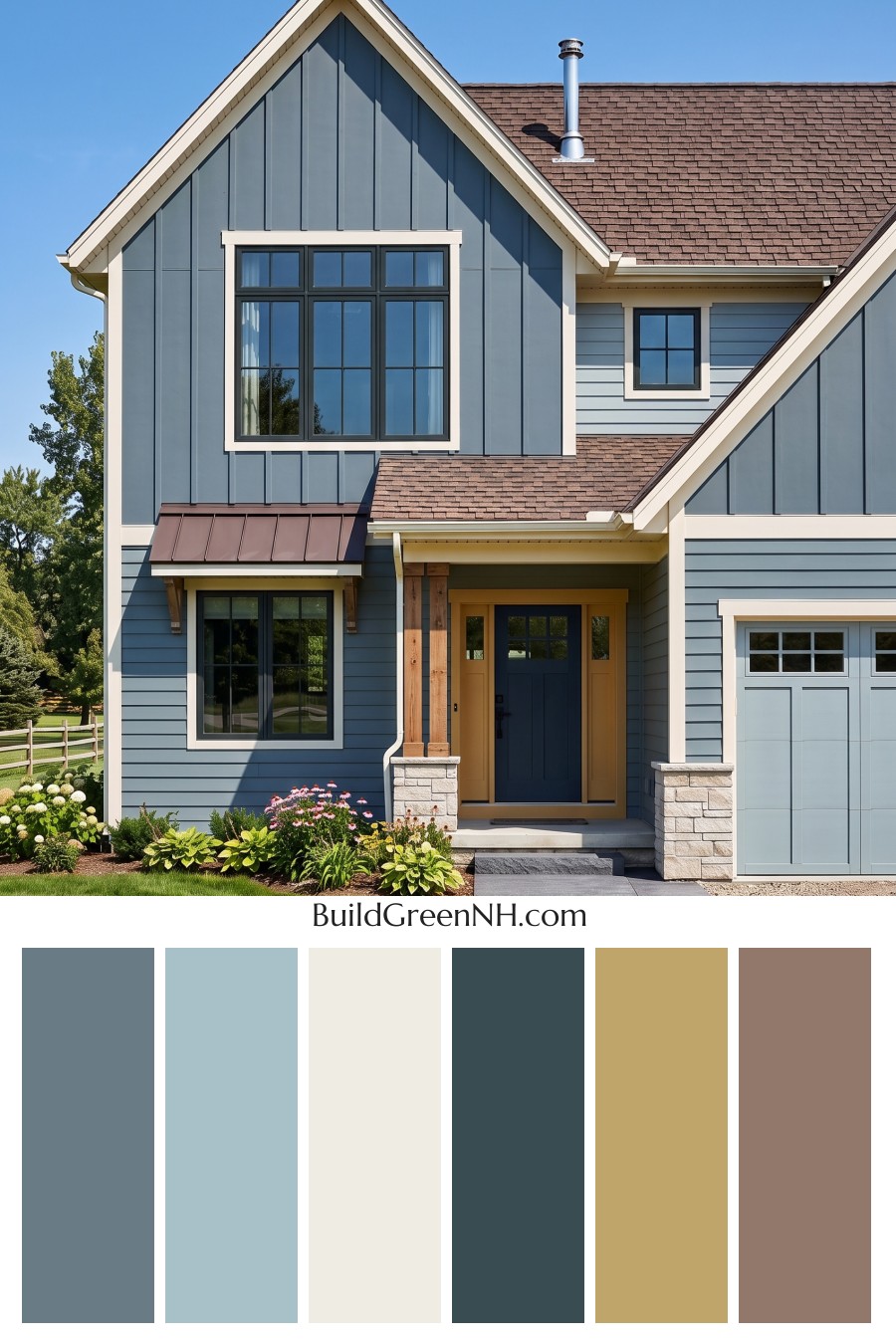 House with Brown Roof Exterior Color Scheme: Slate Amber Haven