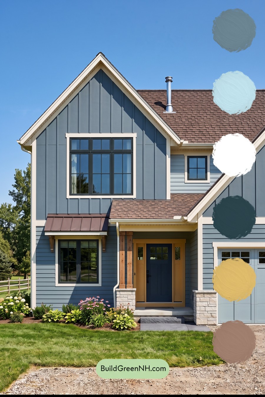 House with Brown Roof Exterior Color Scheme: Slate Amber Haven